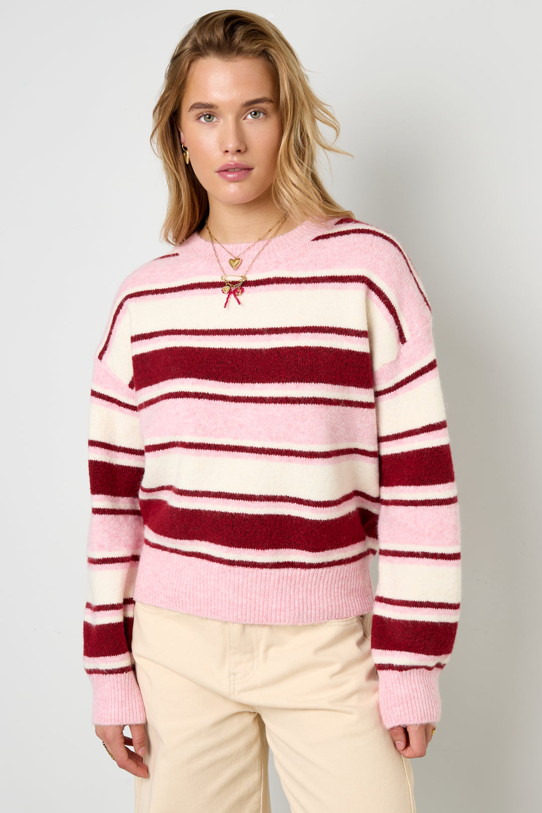 Dames Lola gebreide trui van polyester met strepen – productfoto 3
