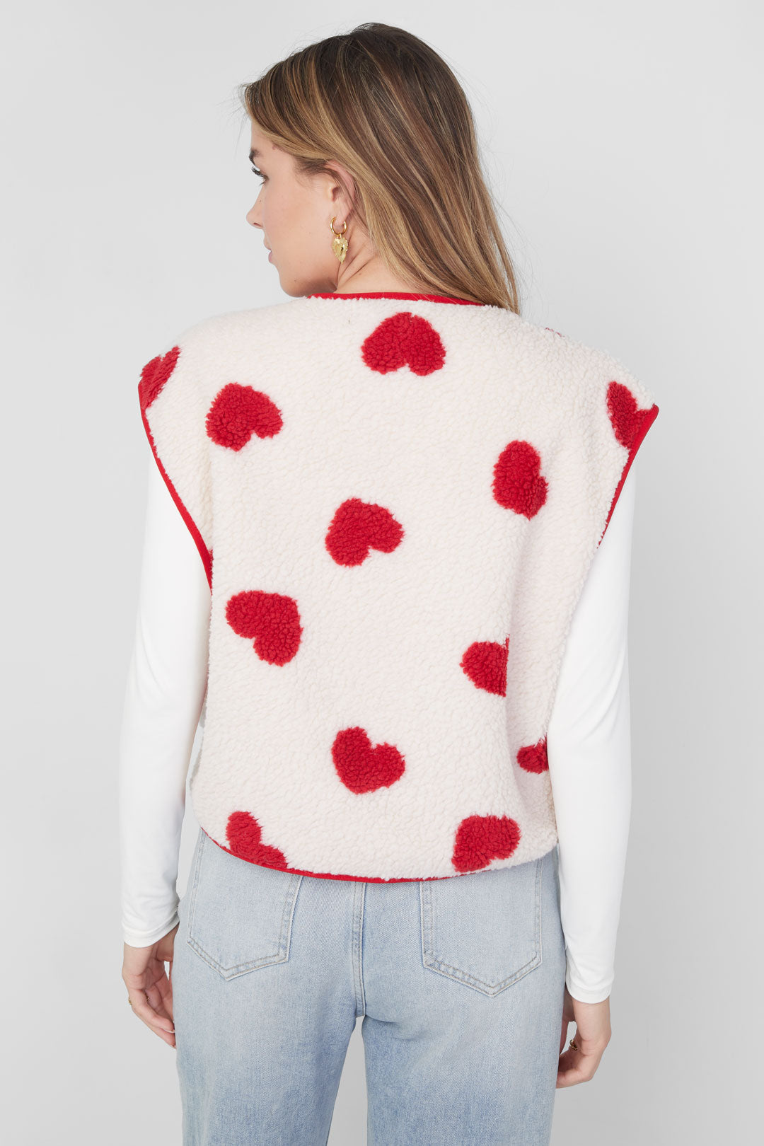 Dames Lover gilet van polyester met hartjes – productfoto 7