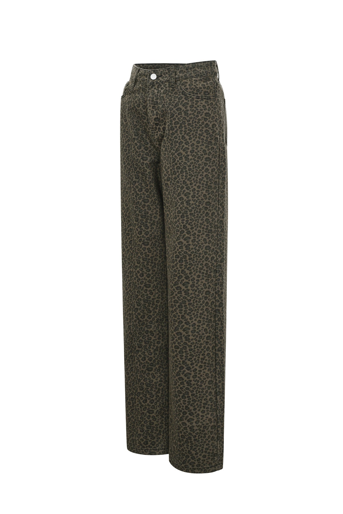 Jeans femme droite à imprimé léopard – marron foncé – photo 7