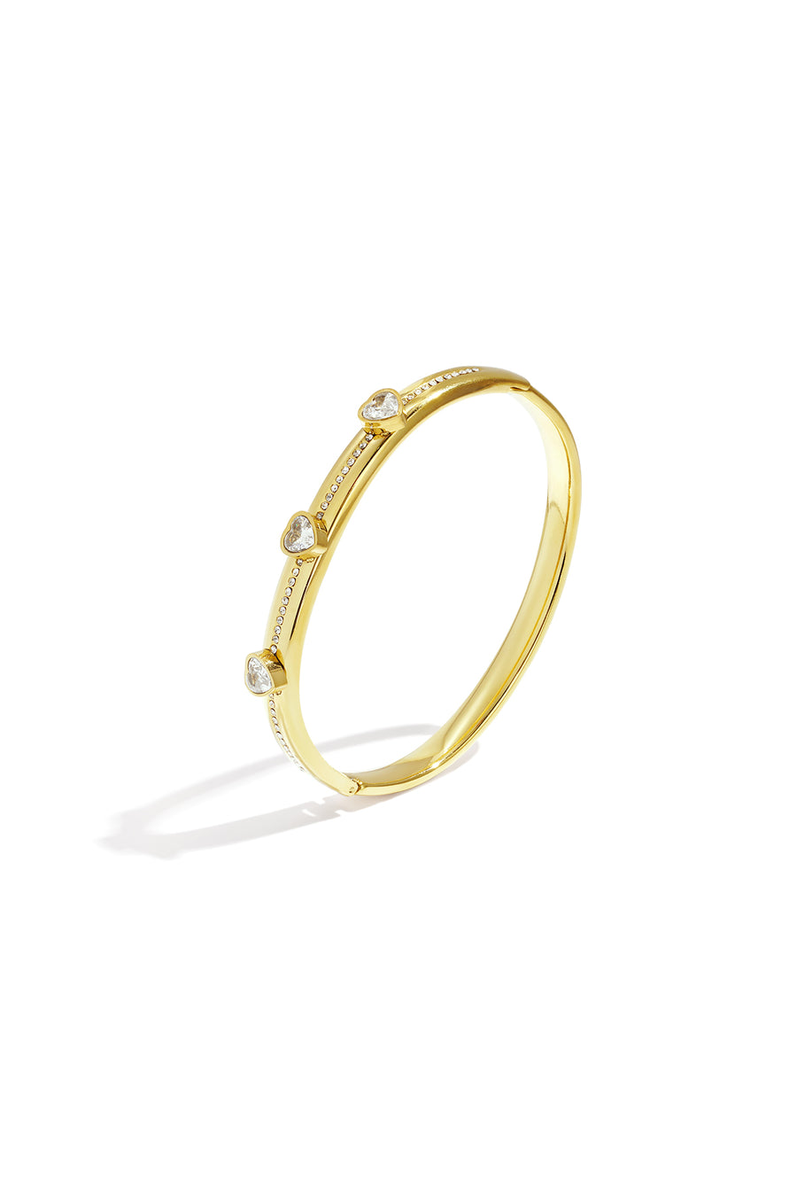 Bracelet jonc pour femme en acier inoxydable en forme de cœur – doré et argenté