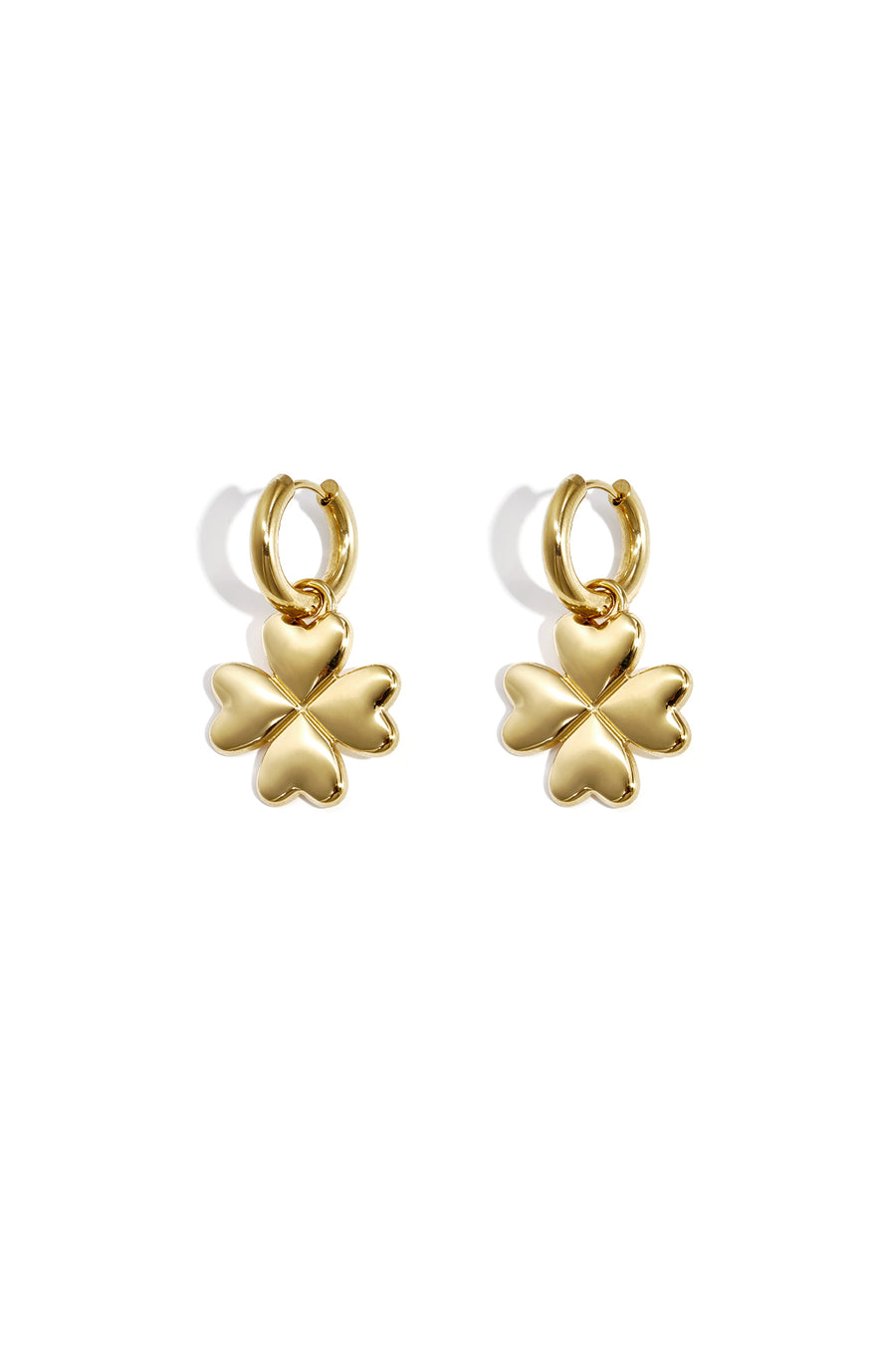 Boucles d'oreilles pendantes trèfle en acier inoxydable doré pour femme
