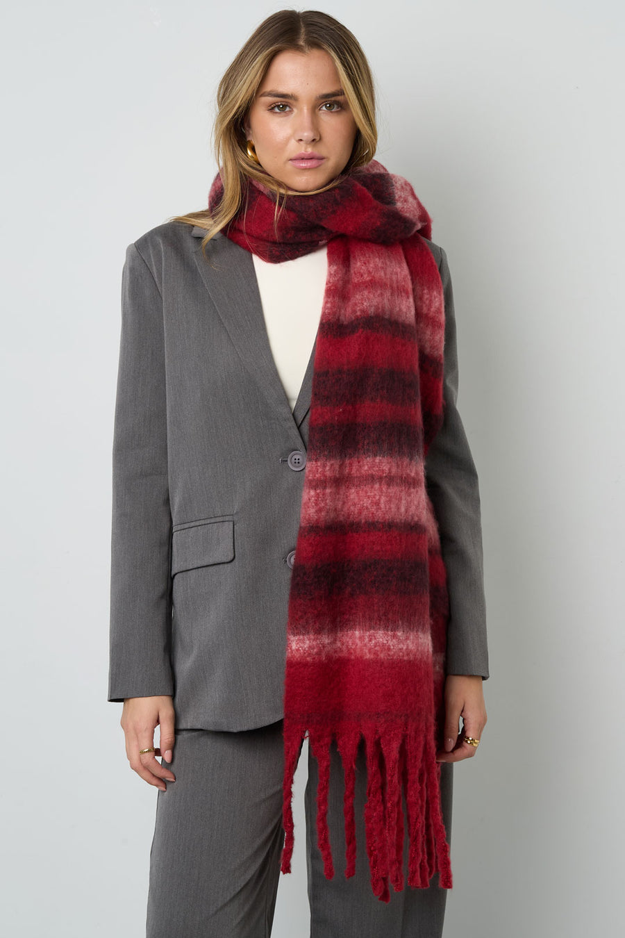 Écharpe d'hiver pour femmes 100 % polyester à rayures – plusieurs coloris