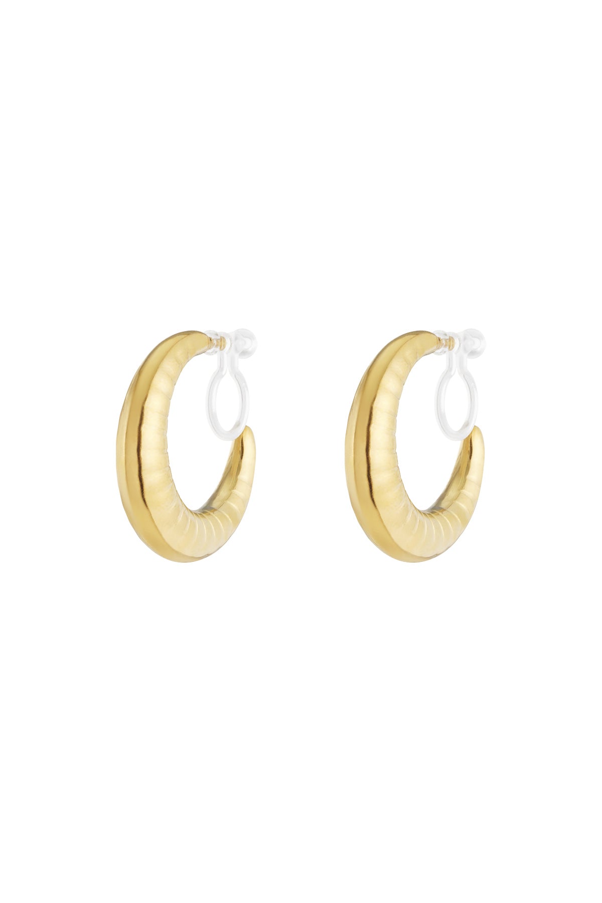 Boucles d’oreilles clips pour femme en acier inoxydable de forme organique – couleur or