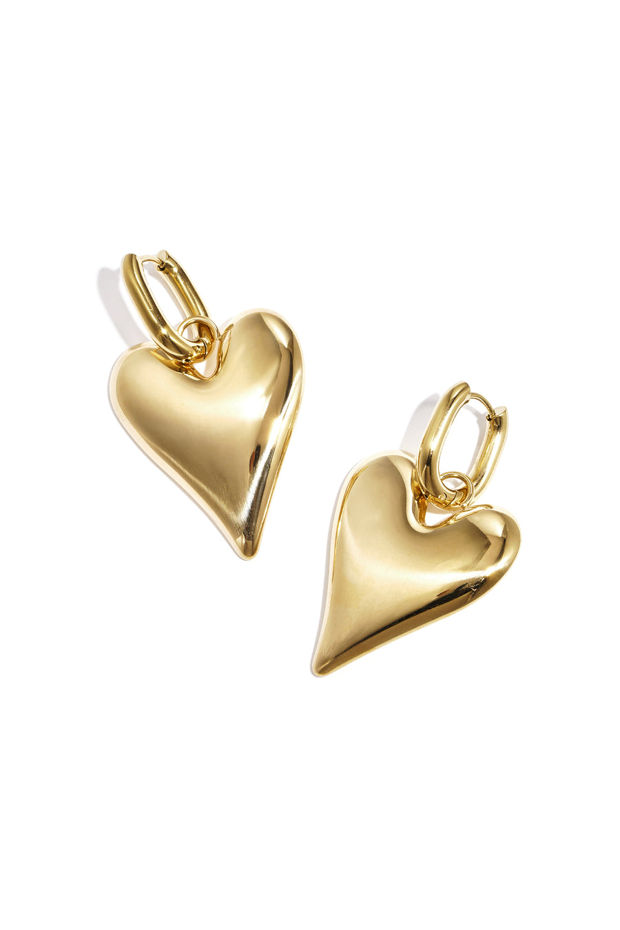 Boucles d'oreilles pendantes en acier inoxydable en forme de cœur pour femme – couleur or