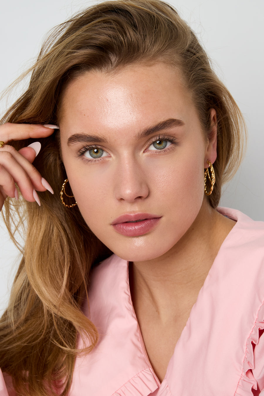 Women's Stainless Steel Round Hoop Earrings - Gold-Colored