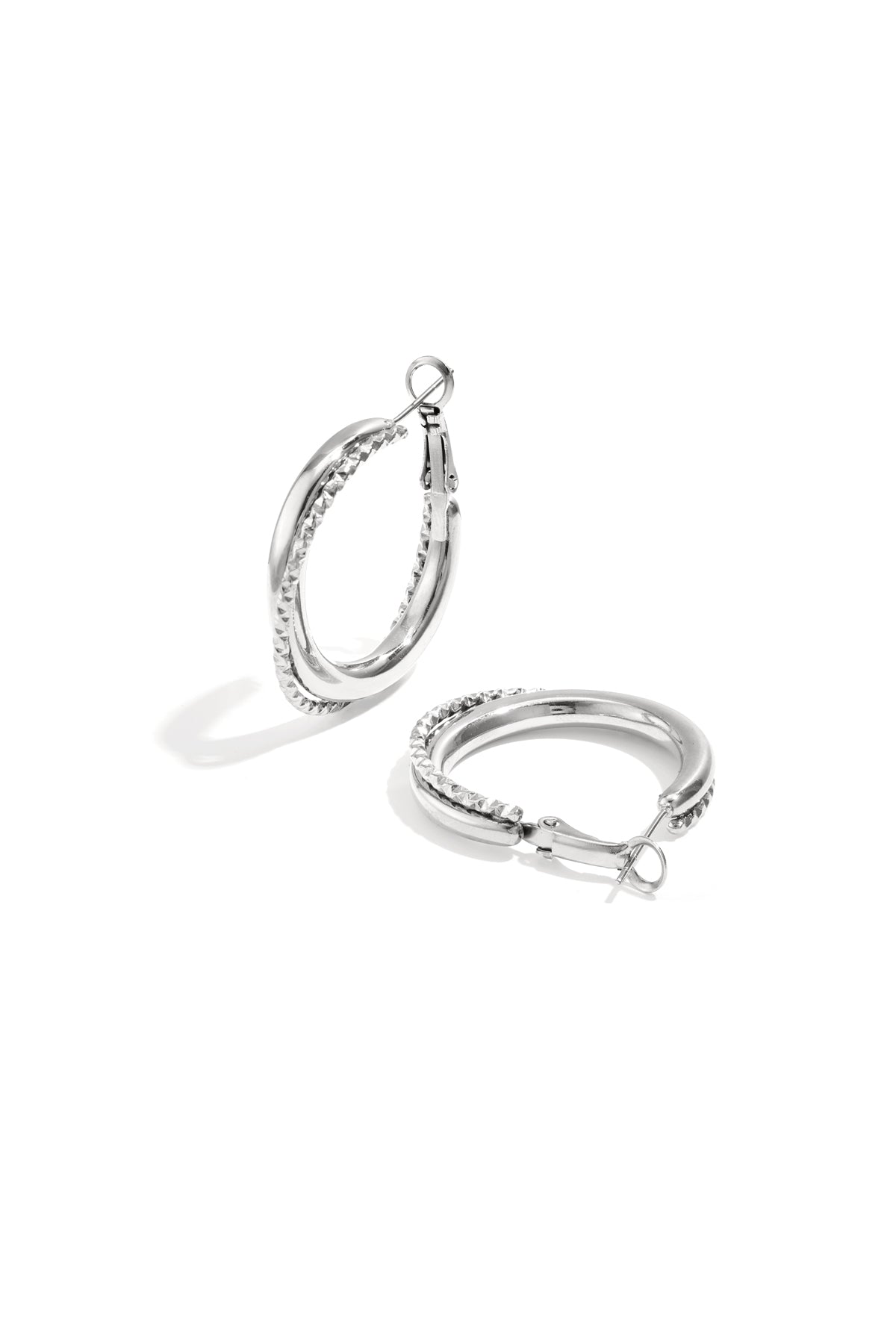 Women's Stainless Steel Round Hoop Earrings – Gold and Silver Tone
