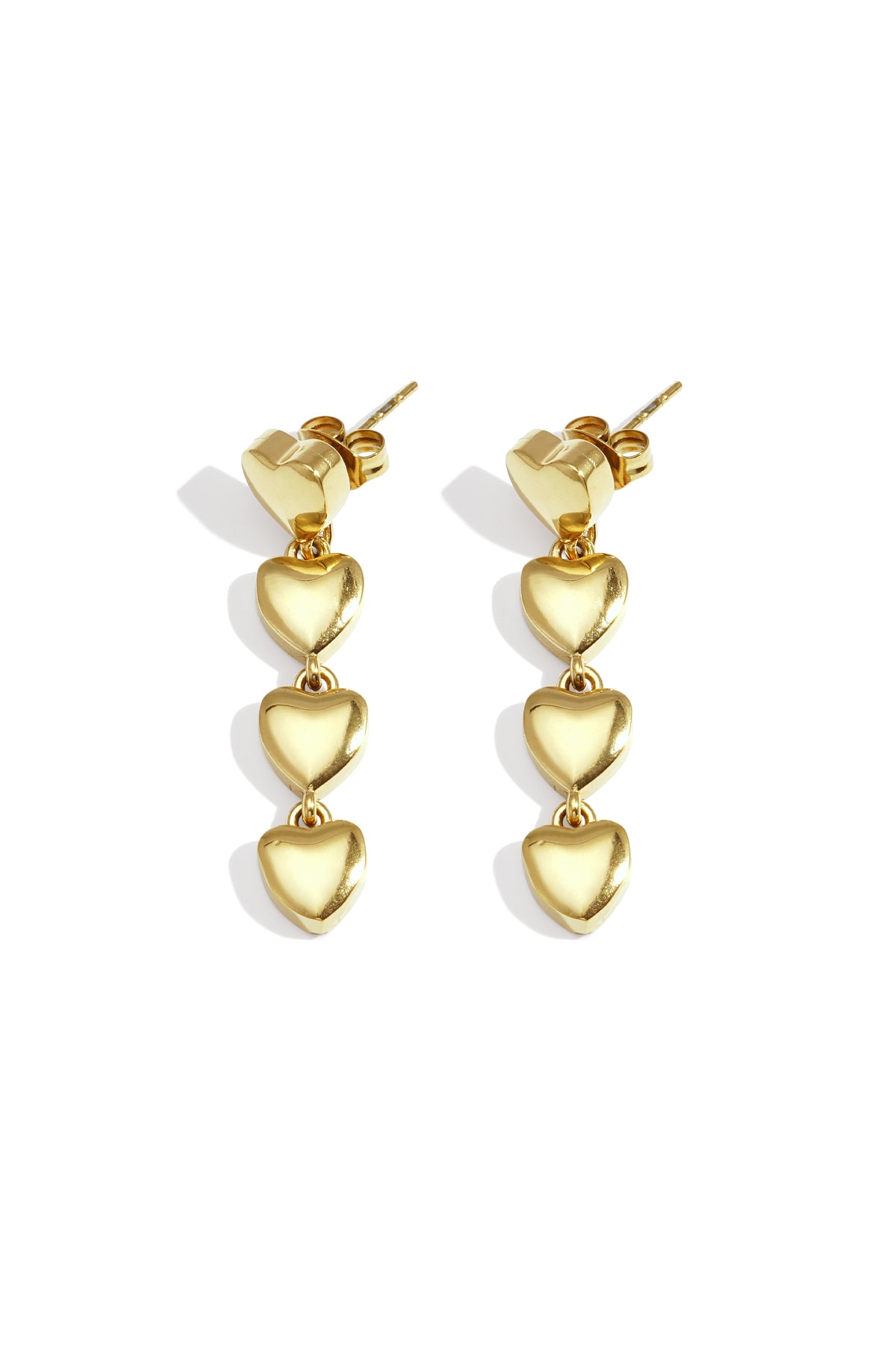 Women's Stainless Steel Dangle Earrings with Heart Shape – Gold-colored and Silver-colored
