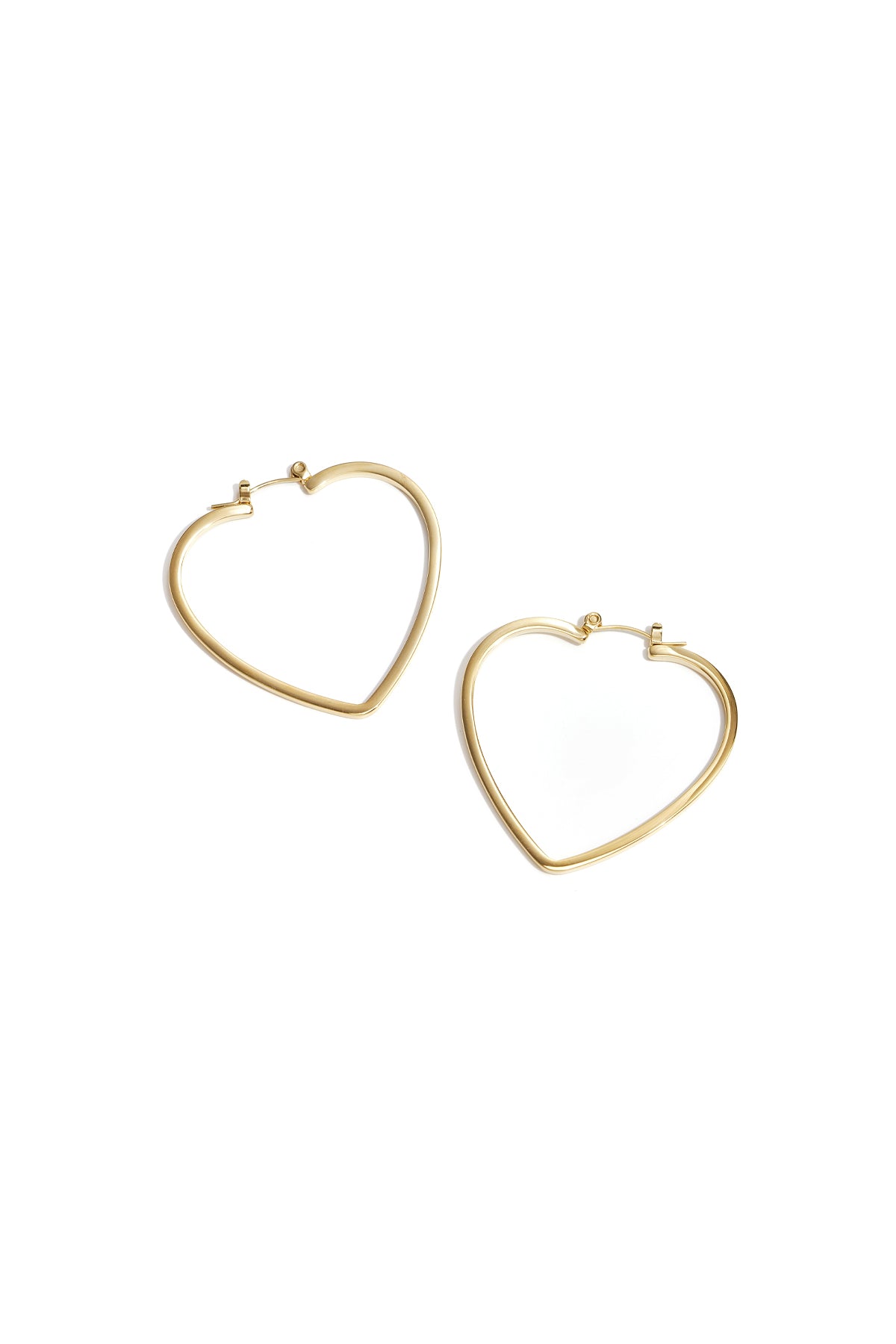 Boucles d'oreilles créoles pour femmes en acier inoxydable avec cœur – doré et argenté