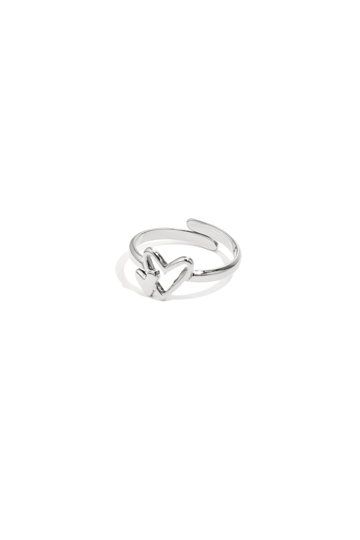 Bague minimaliste en acier inoxydable en forme de cœur pour femme - couleur or