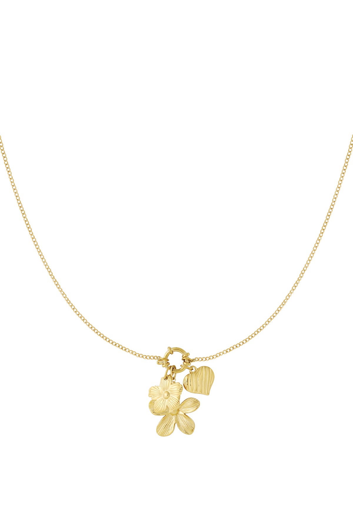Women's necklace with stainless steel floral pendant - gold colored – image 2