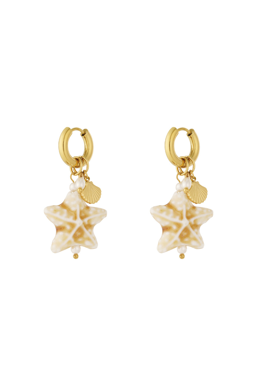 Boucles d'oreilles pendantes pour femmes en acier inoxydable, coquillage, cristal, céramique avec détails océaniques