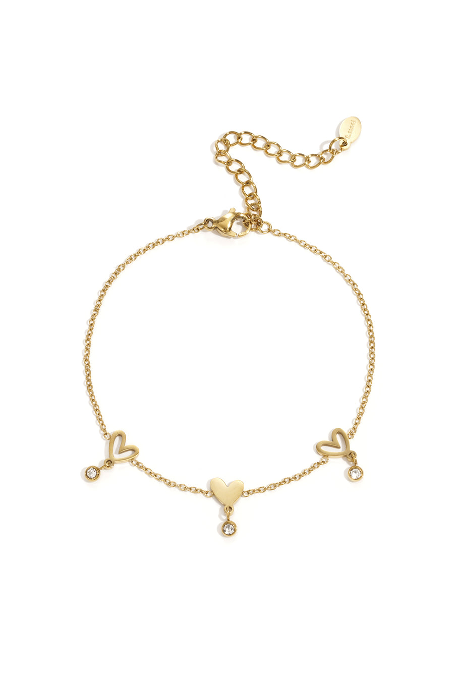 Bracelet à maillons pour femme en acier inoxydable avec cœur – doré