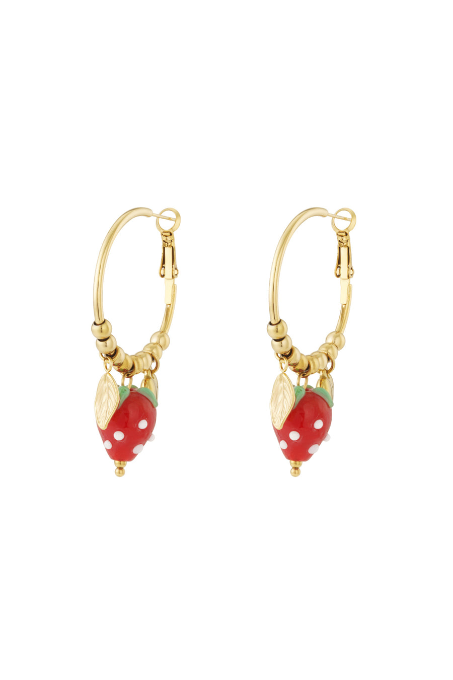 Boucles d'oreilles pendantes en acier inoxydable motif fruit pour femme – dorées