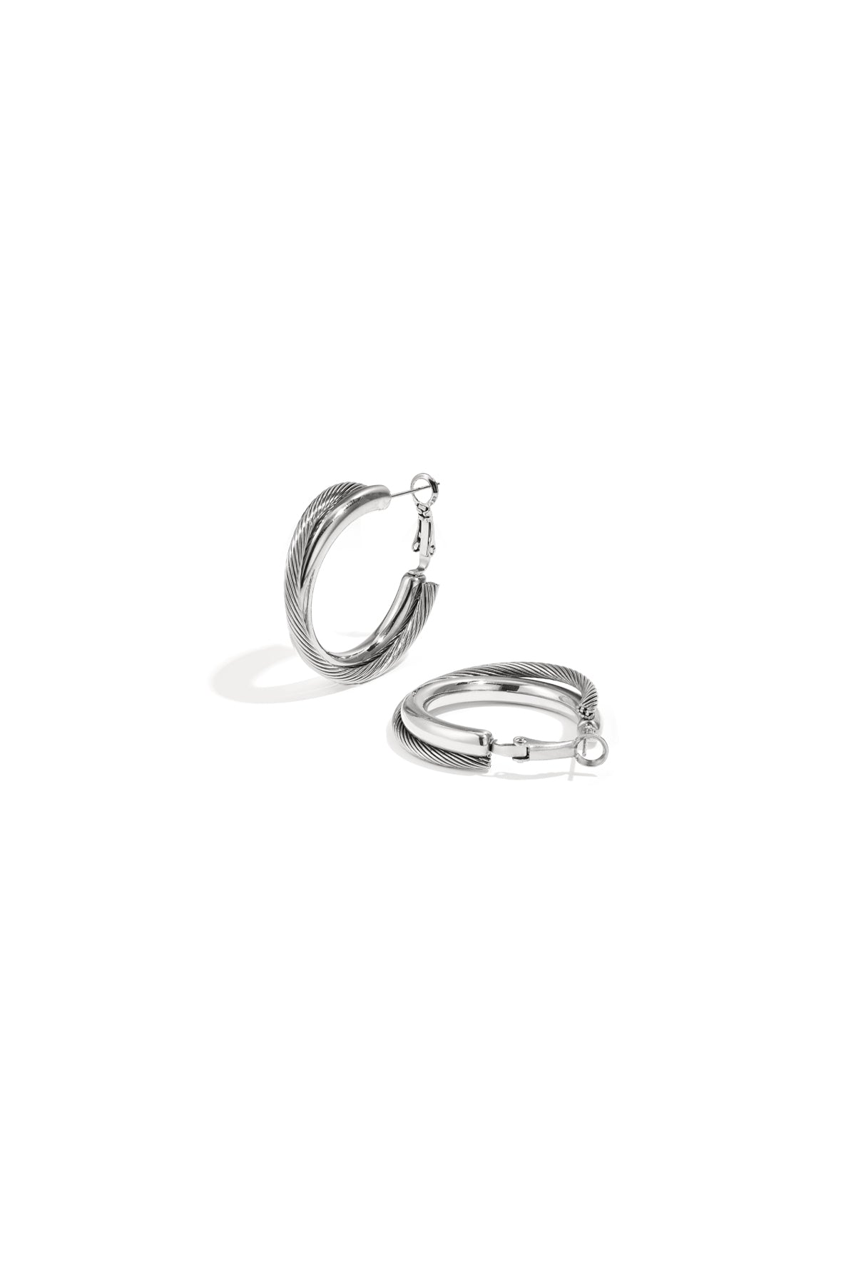 Women's Round Stainless Steel Hoop Earrings – Gold-colored