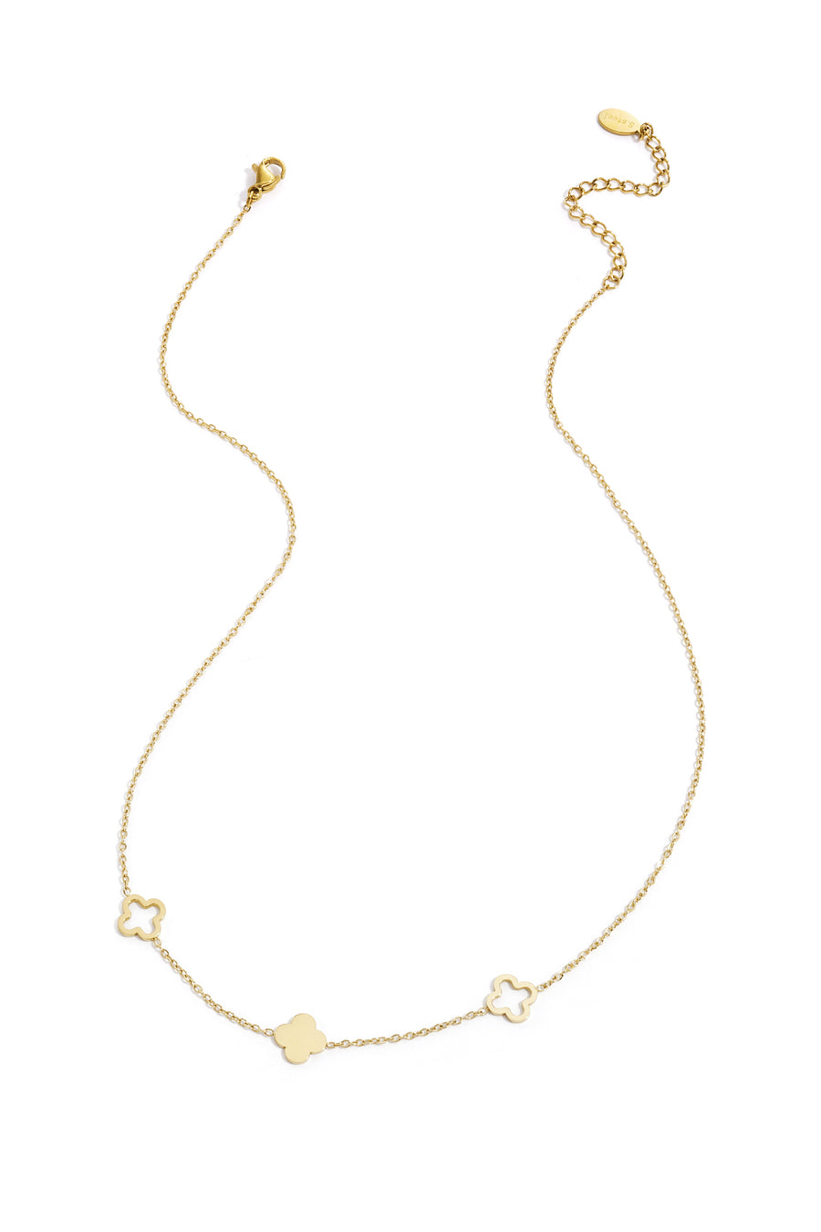 Chaîne avec pendentif trèfle en acier inoxydable doré pour femme
