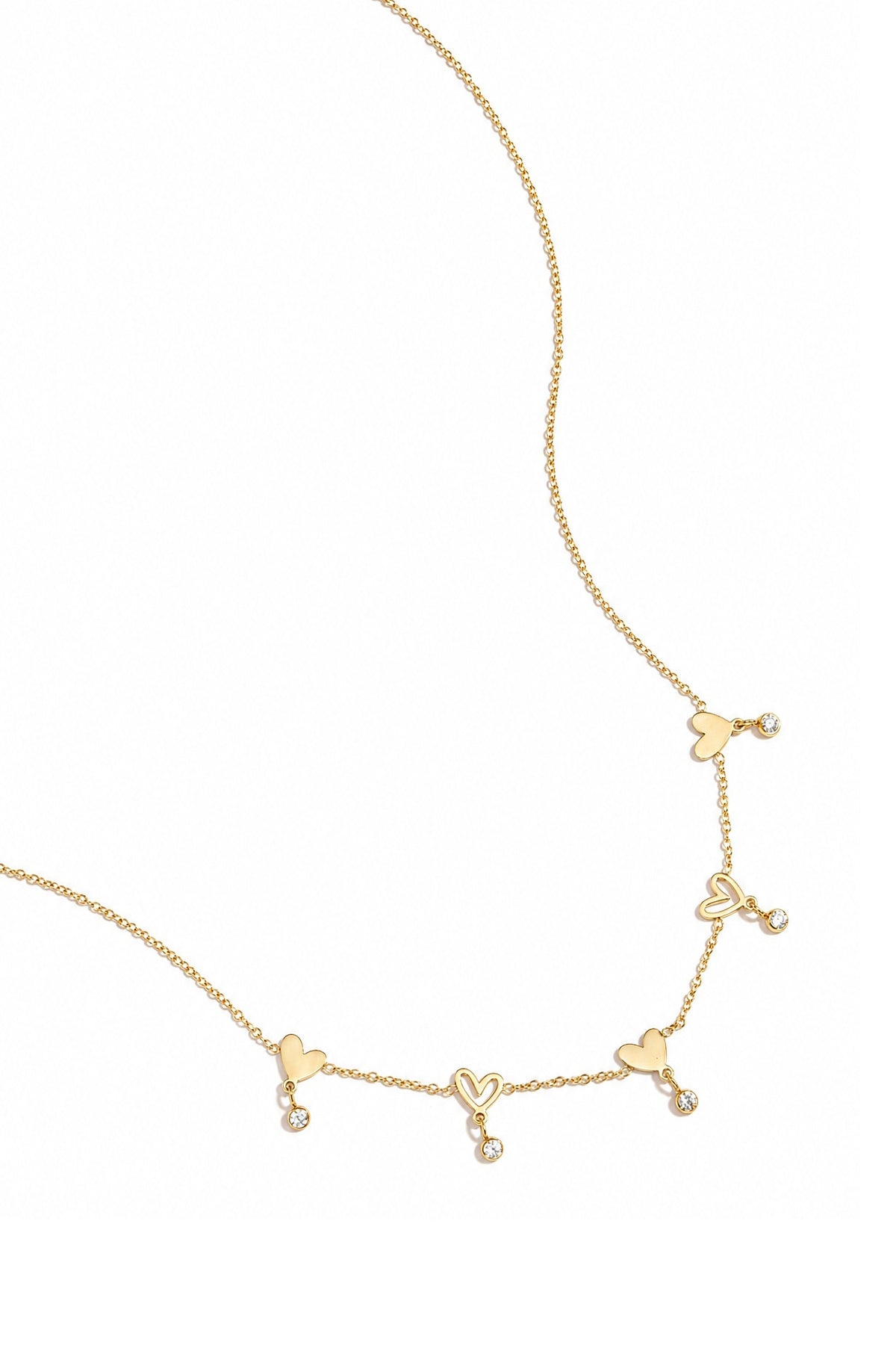 Collier à maillons en acier inoxydable avec pendentif cœur pour femme – argenté et doré