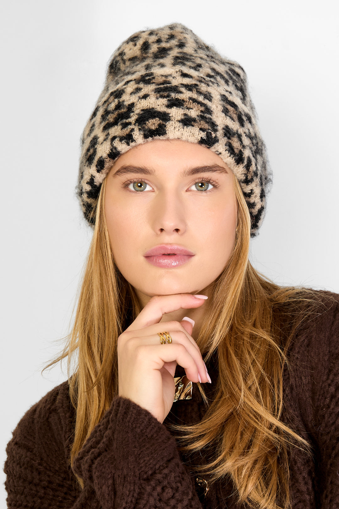 Chapeau 100 % polyester pour femme à imprimé léopard – décontracté – photo 2