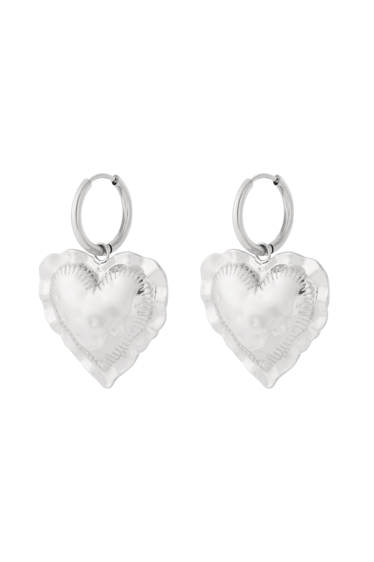 Boucles d'oreilles pendantes en acier inoxydable en forme de cœur pour femme – couleur or