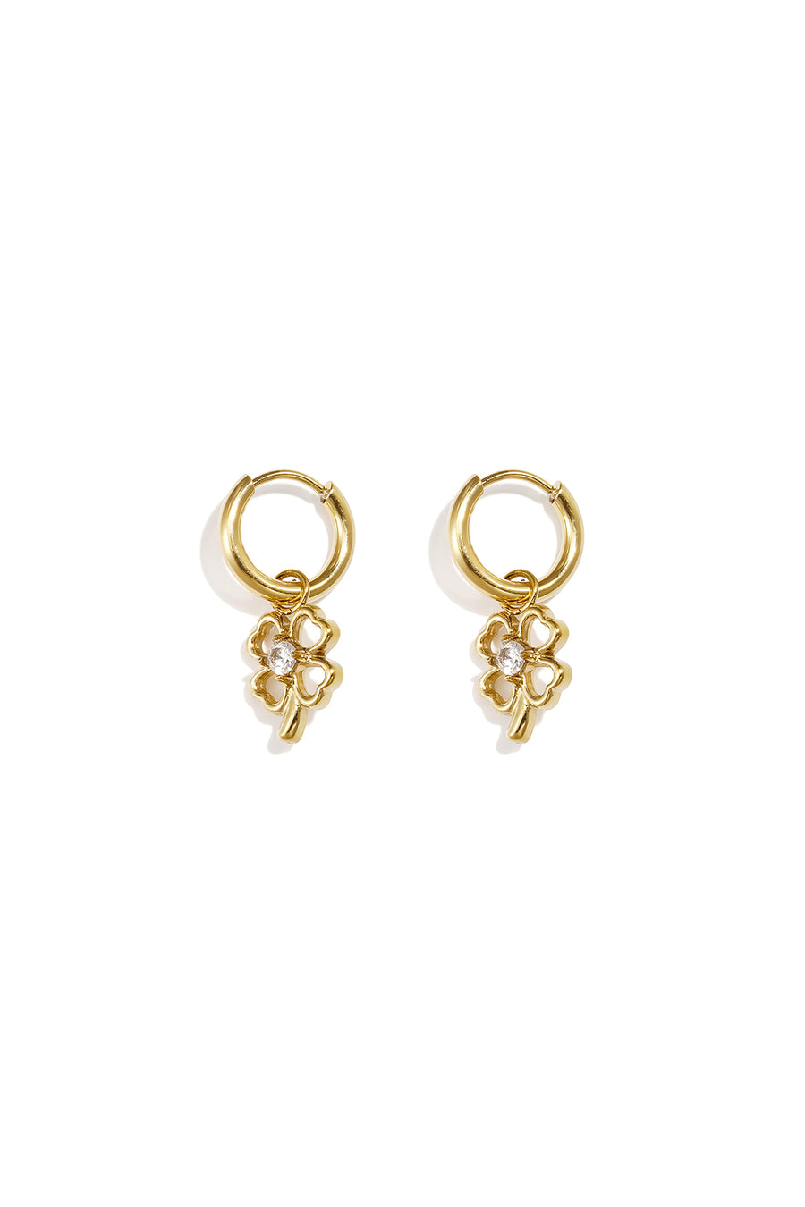 Roestvrijstalen hangende oorbellen met klavertje vier, eenvoudige dagelijkse sieraden uit de Simple-serie voor dames.
