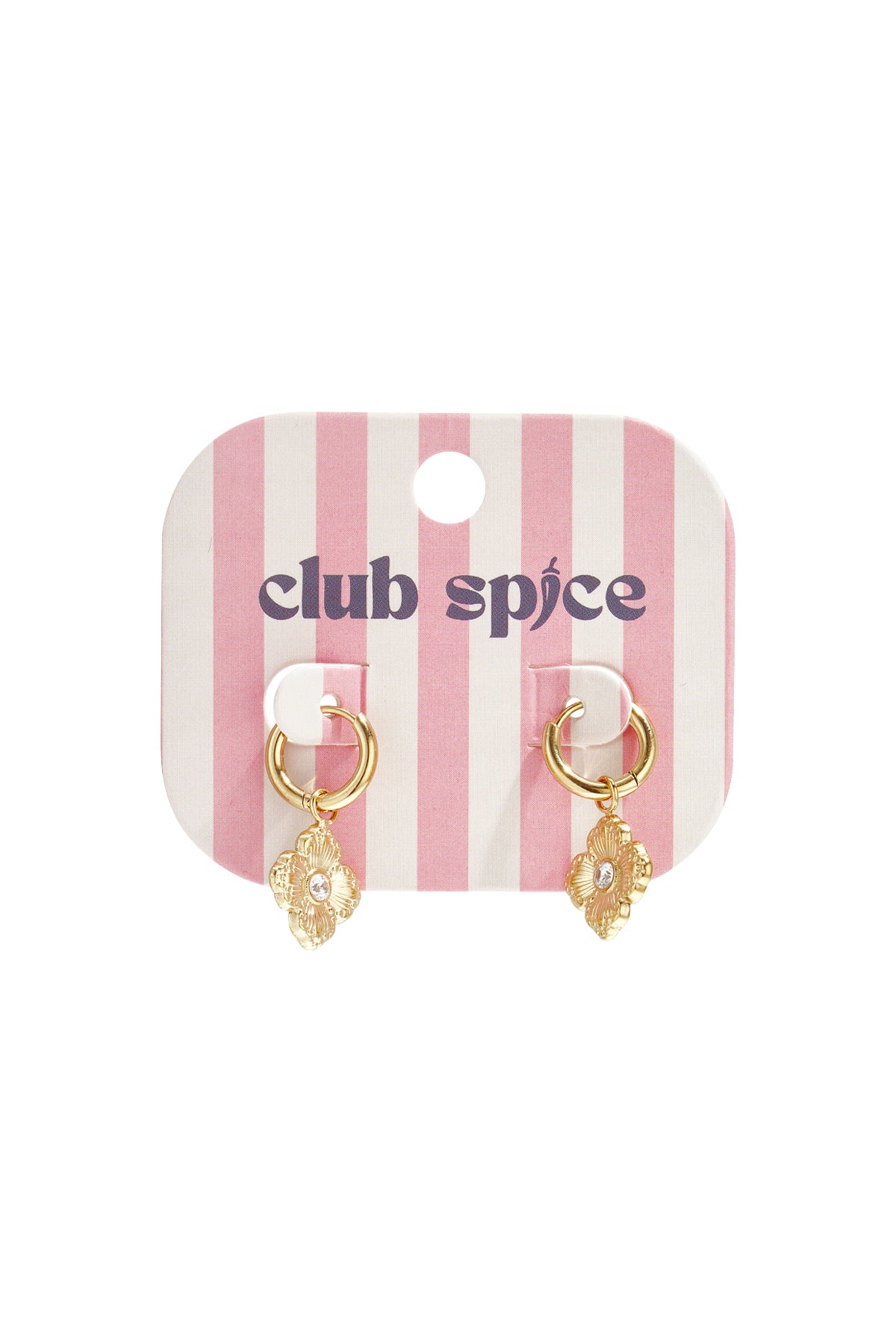 Women's stainless steel dangle earrings with flower motif – gold-colored – image 3