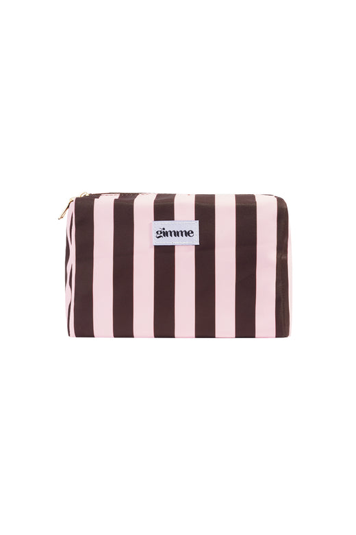 Trousse de maquillage 100 % polyester à rayures – plusieurs coloris