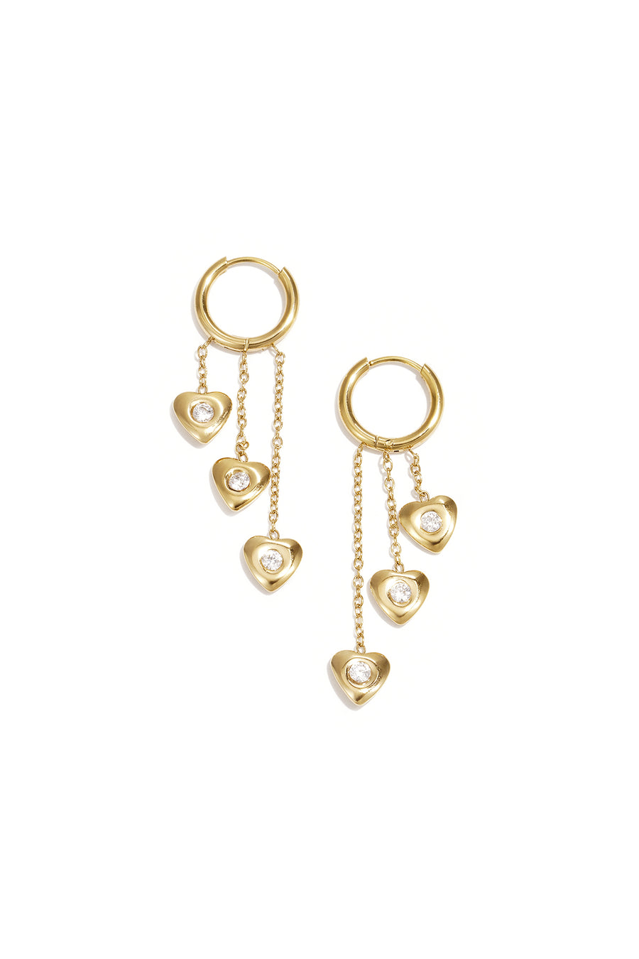 Women's Stainless Steel Heart Dangle Earrings – Gold