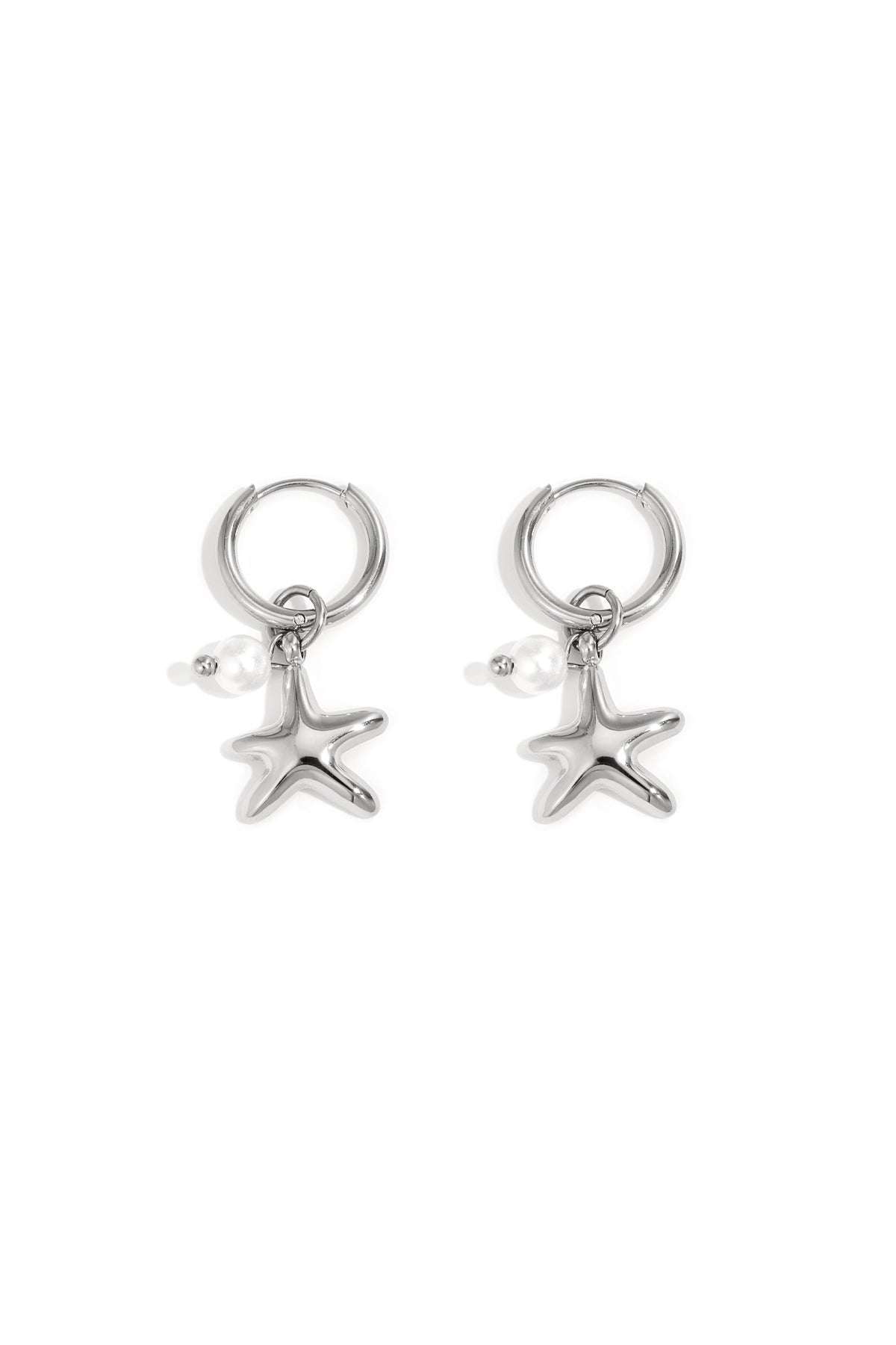 Women's Stainless Steel Drop Earrings, Imitation Pearl with Starfish Motif