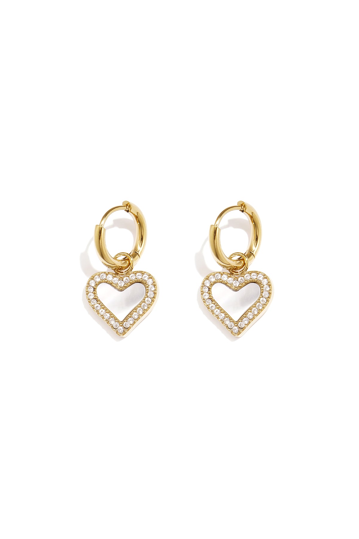 Boucles d'oreilles pendantes en acier inoxydable en forme de cœur pour femme – doré