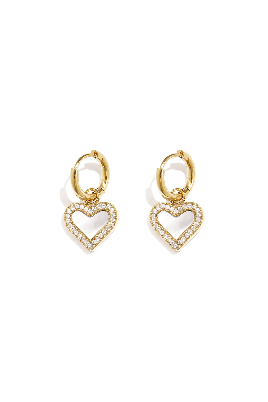 Women's Dangle Earrings Stainless Steel Heart Shaped – Gold Plated