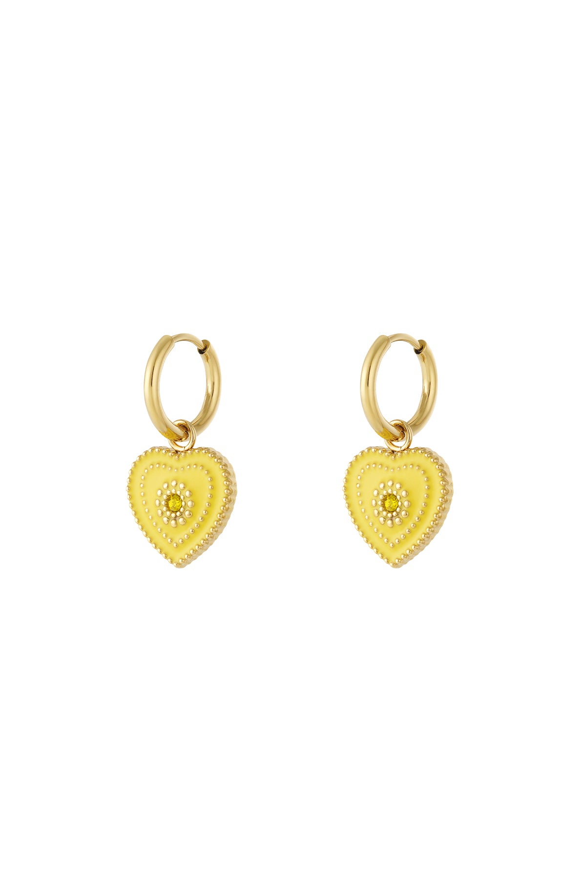 Women's Stainless Steel Enamel Rhinestone Heart Drop Earrings – Multiple Colors