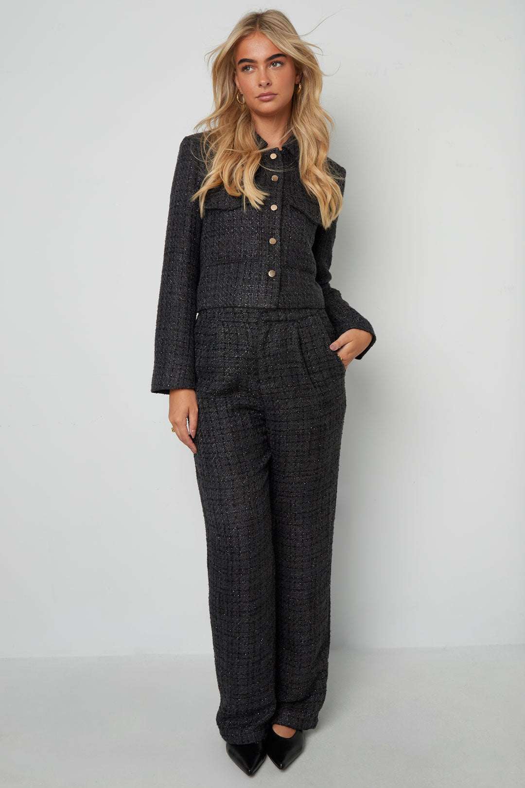 Dames elegant geruit jacket van polyester – productfoto 6