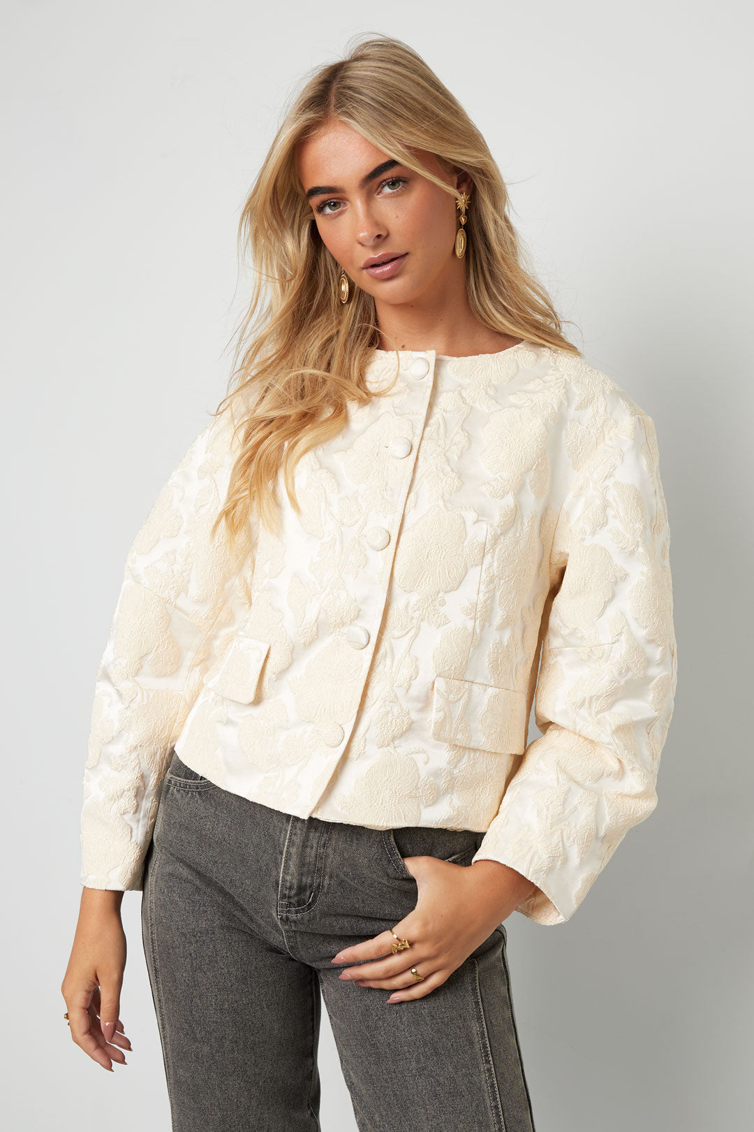 Dames Ava jacket van polyester met bloemenprint – productfoto 5