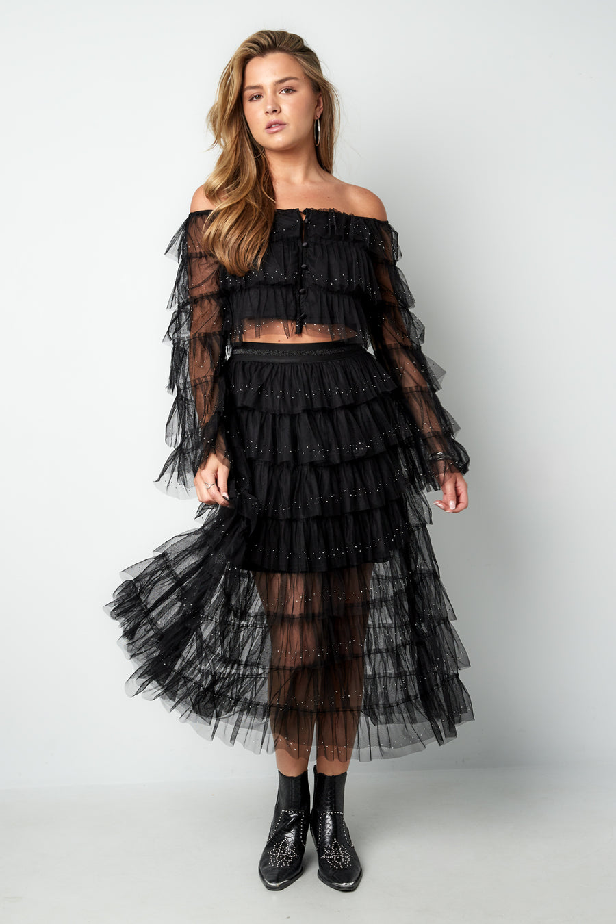Women's layered skirt - black