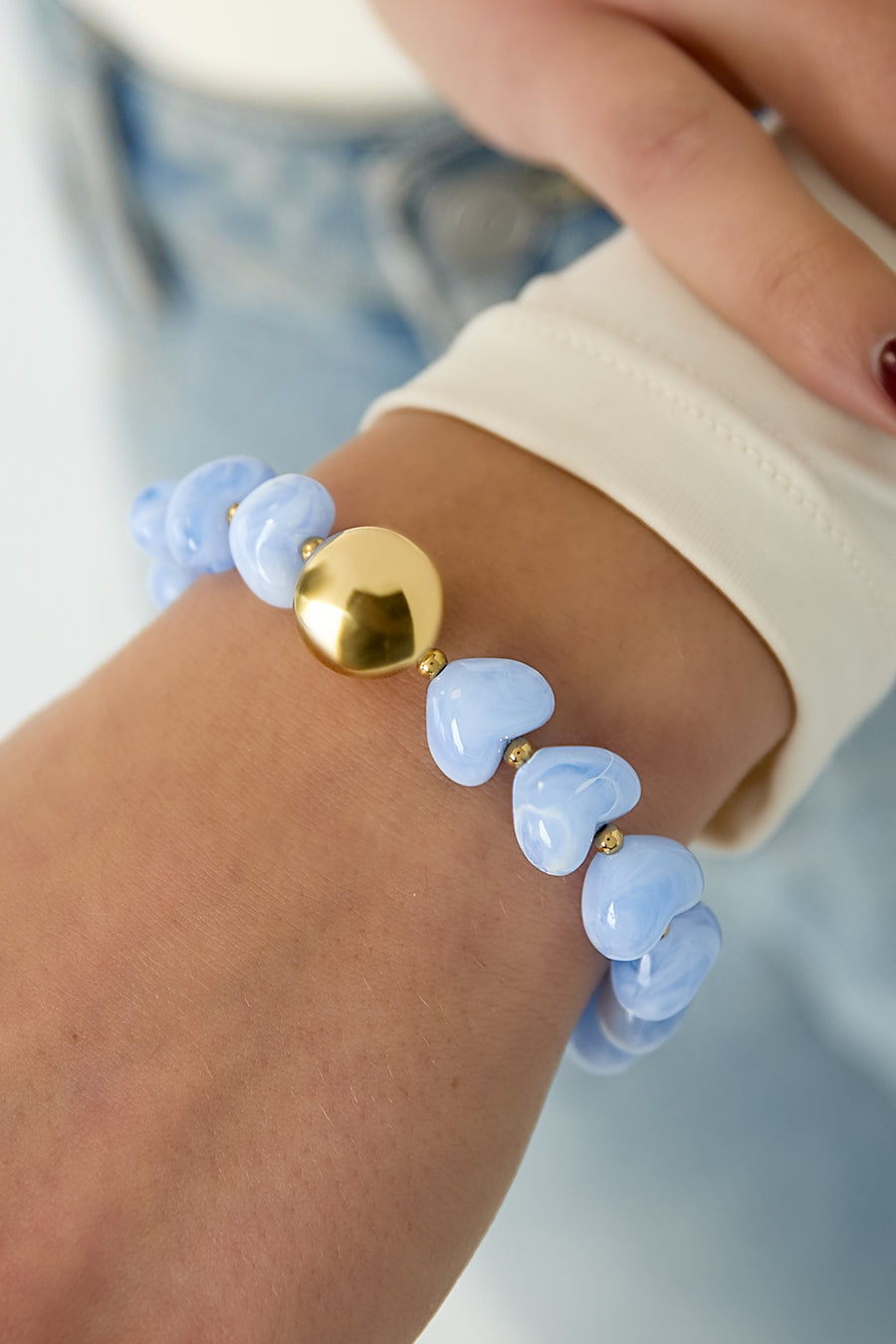 Armband met statement en hartvormige kralen