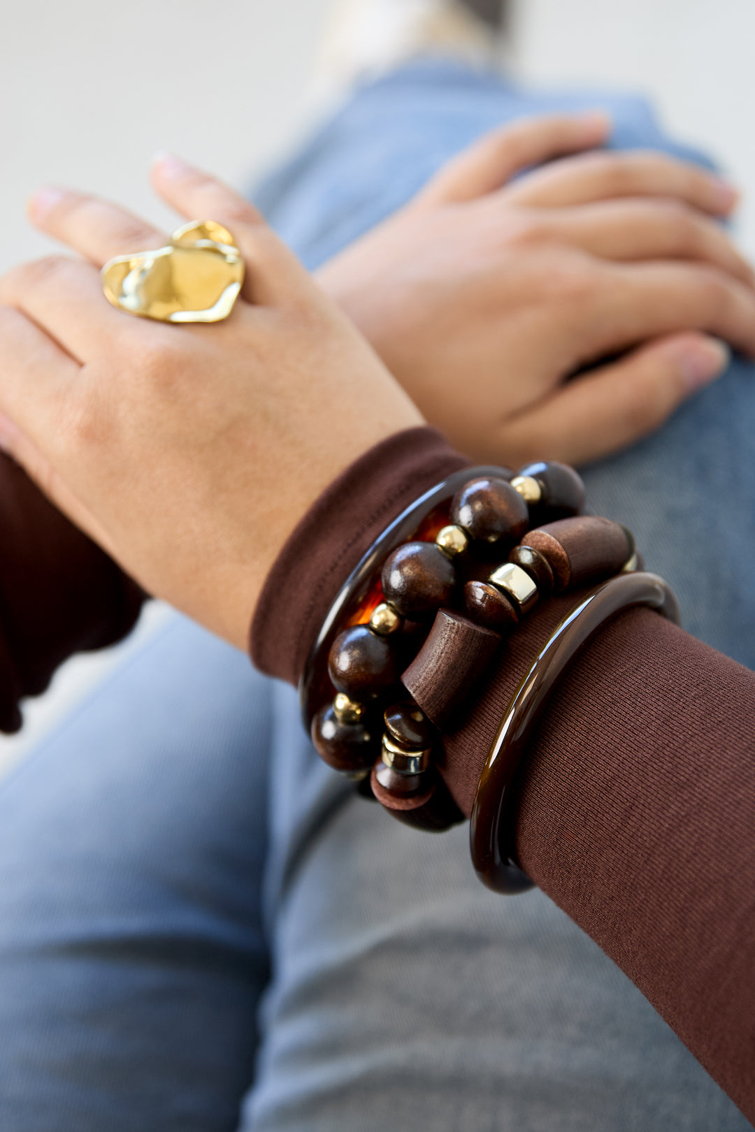 Bracelet de perles pour femmes en bois – marron – rétro pour usage quotidien – photo 2