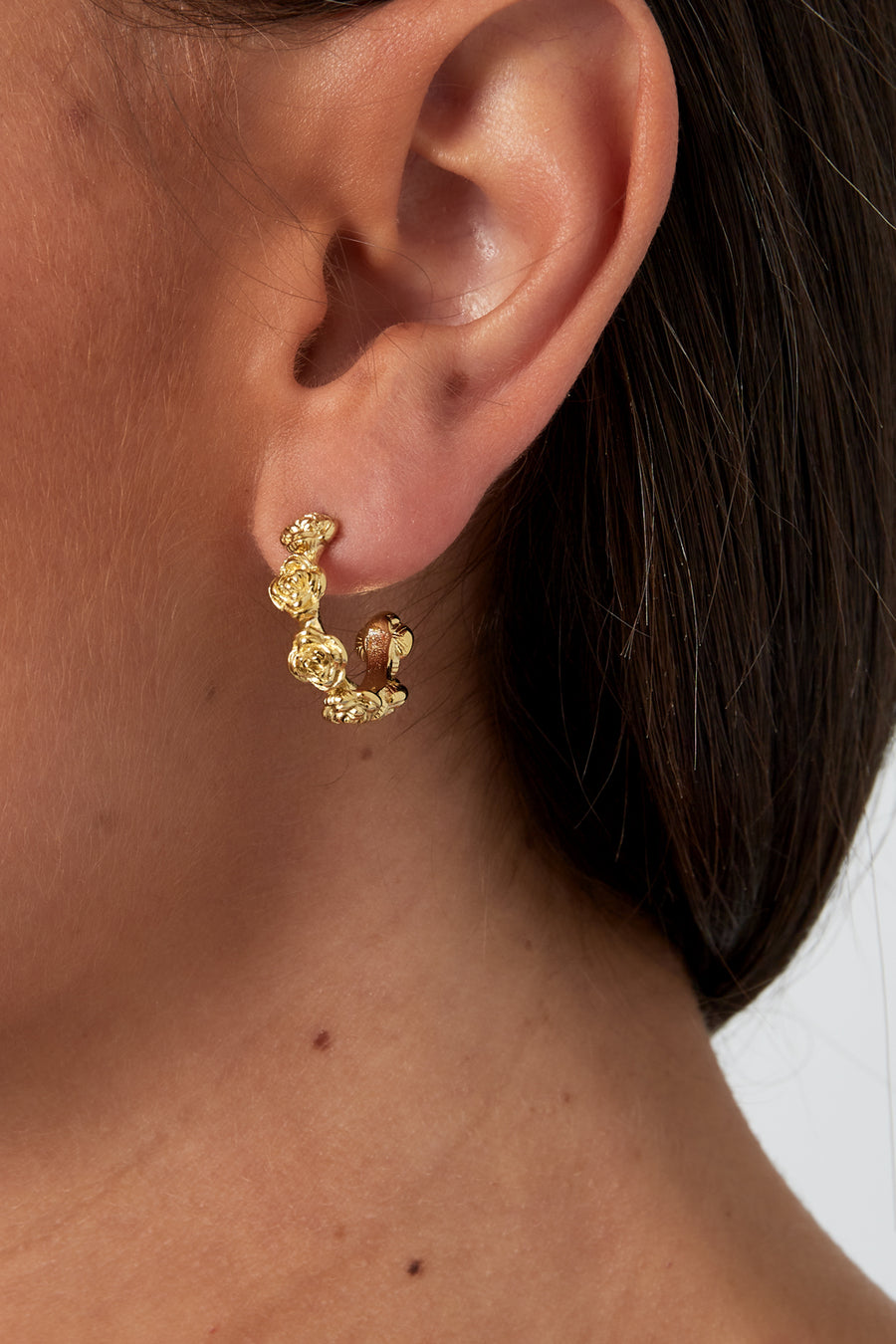 Boucles d'oreilles pour femmes en acier inoxydable motif fleur – couleur or et couleur argent