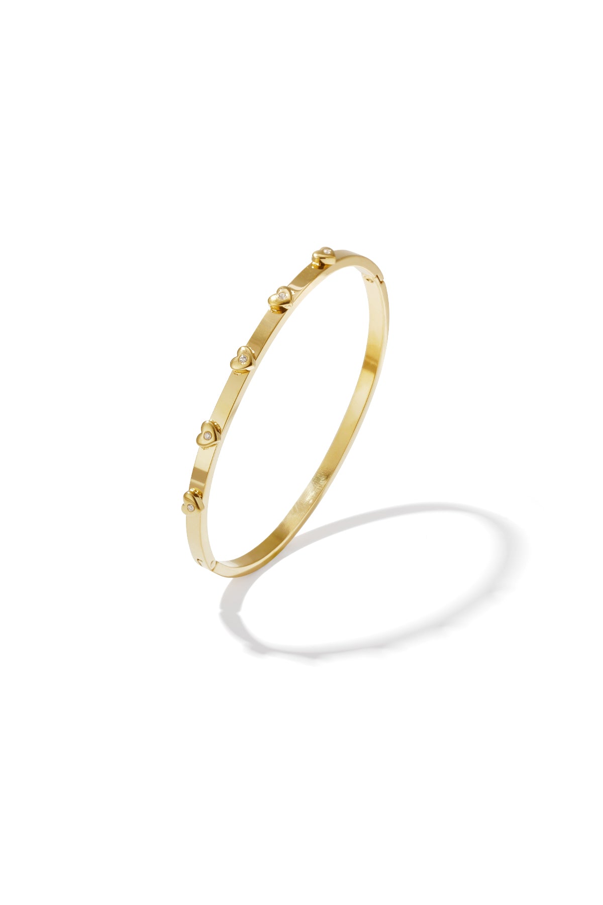 Women's Stainless Steel Heart Bangle - Gold and Silver Tone