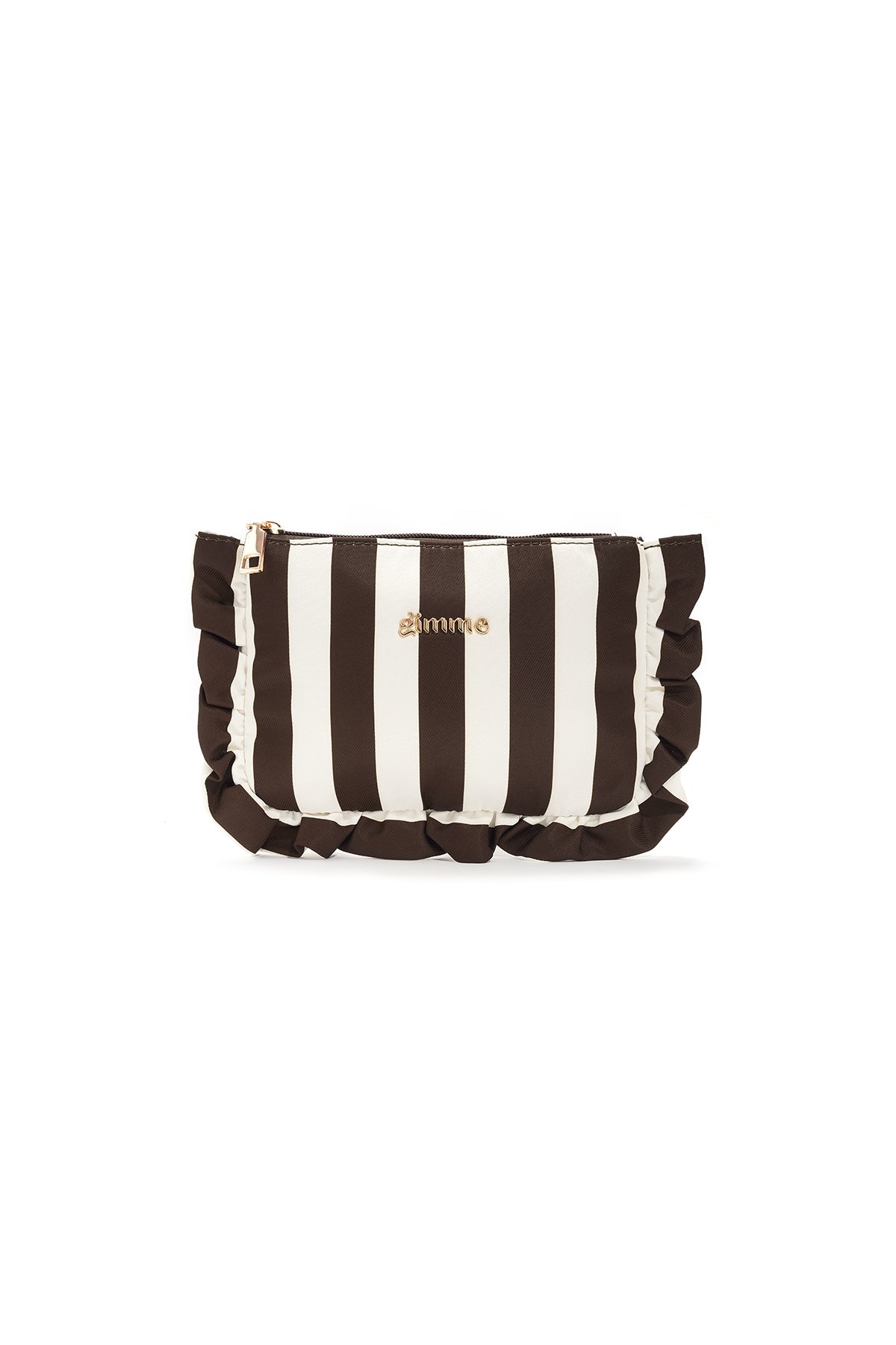 100% polyester makeup bag with stripes – brown and pink – minimalist