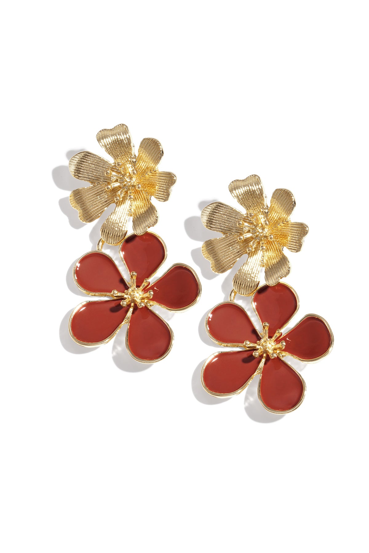 Boucles d'oreilles pendantes en alliage de métal avec motif floral pour femme – plusieurs couleurs
