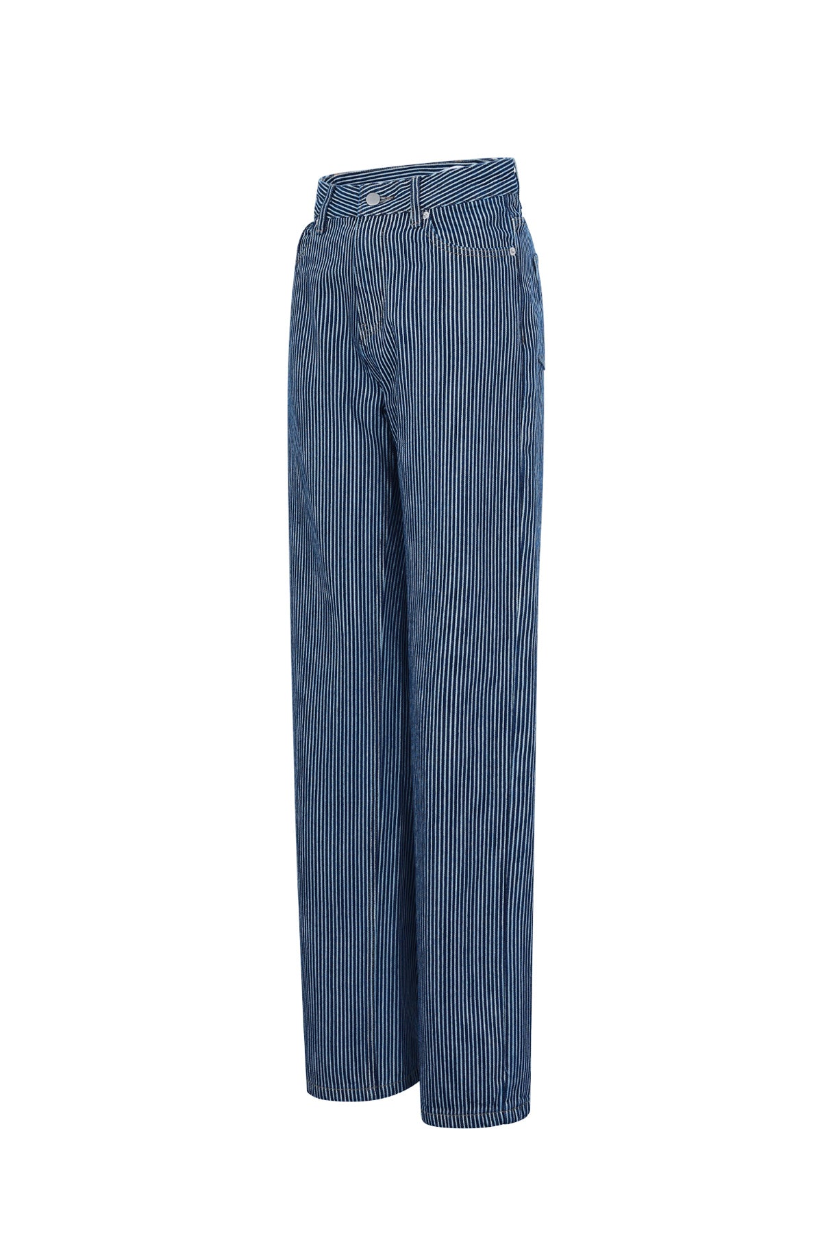 Jean droit à rayures pour femme – bleu – photo 7