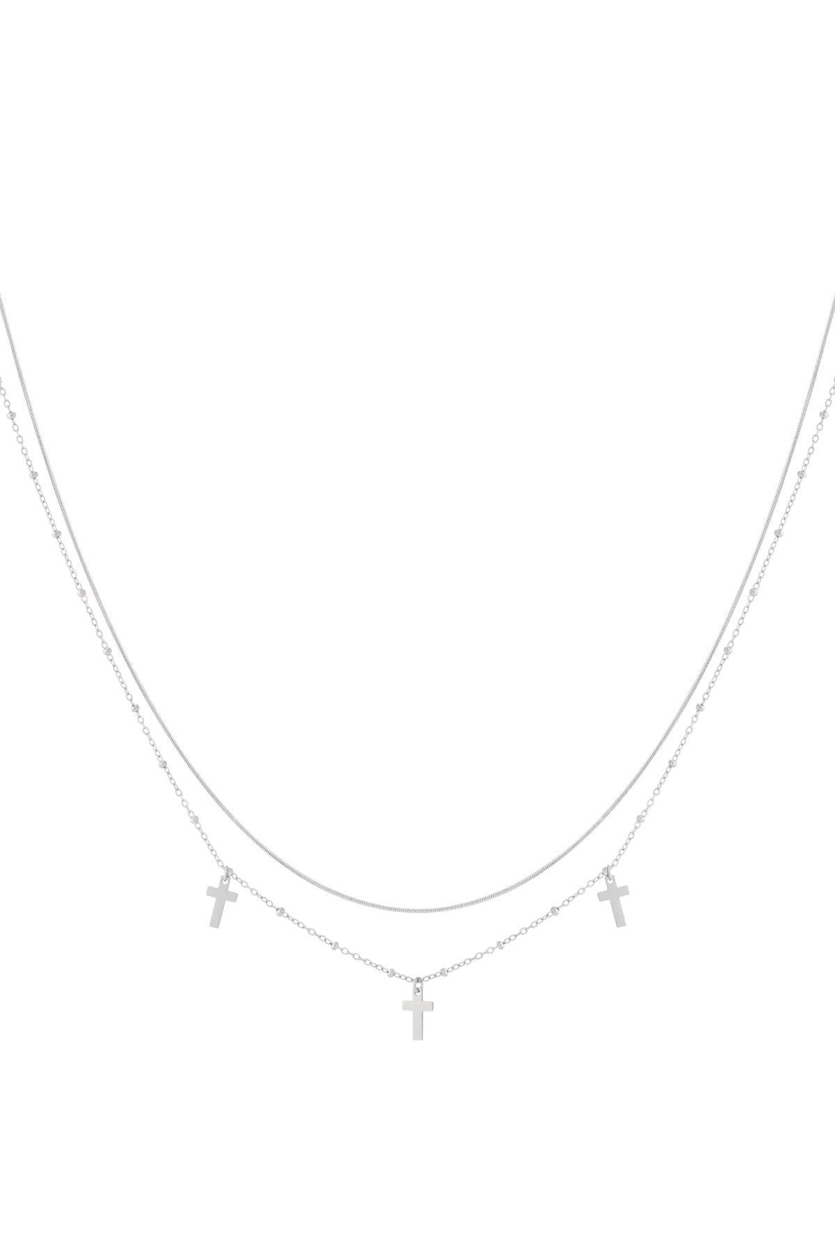 Collier superposé pour femme en acier inoxydable 304 avec motif croix – doré et argenté