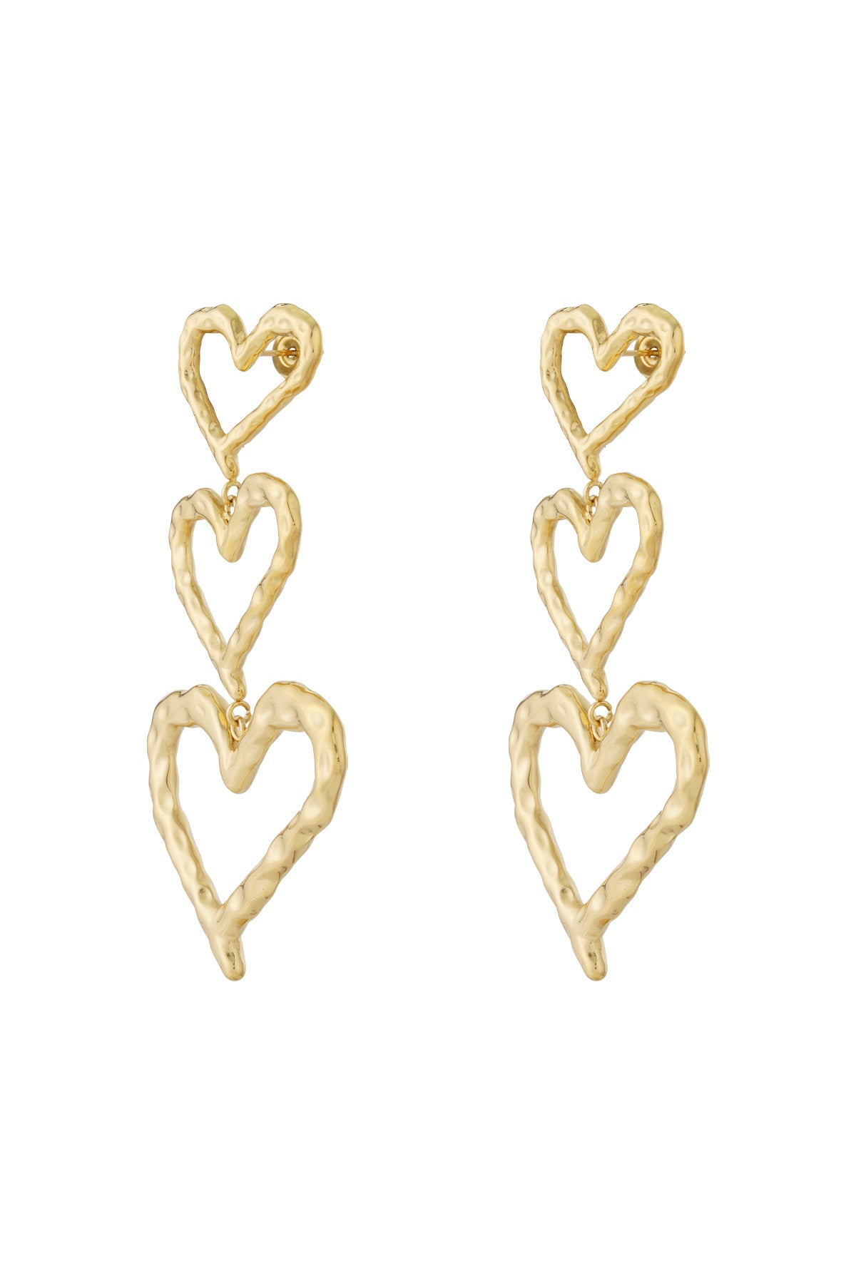 Stainless Steel Heart-Shaped Drop Earrings for Women – Gold-Plated