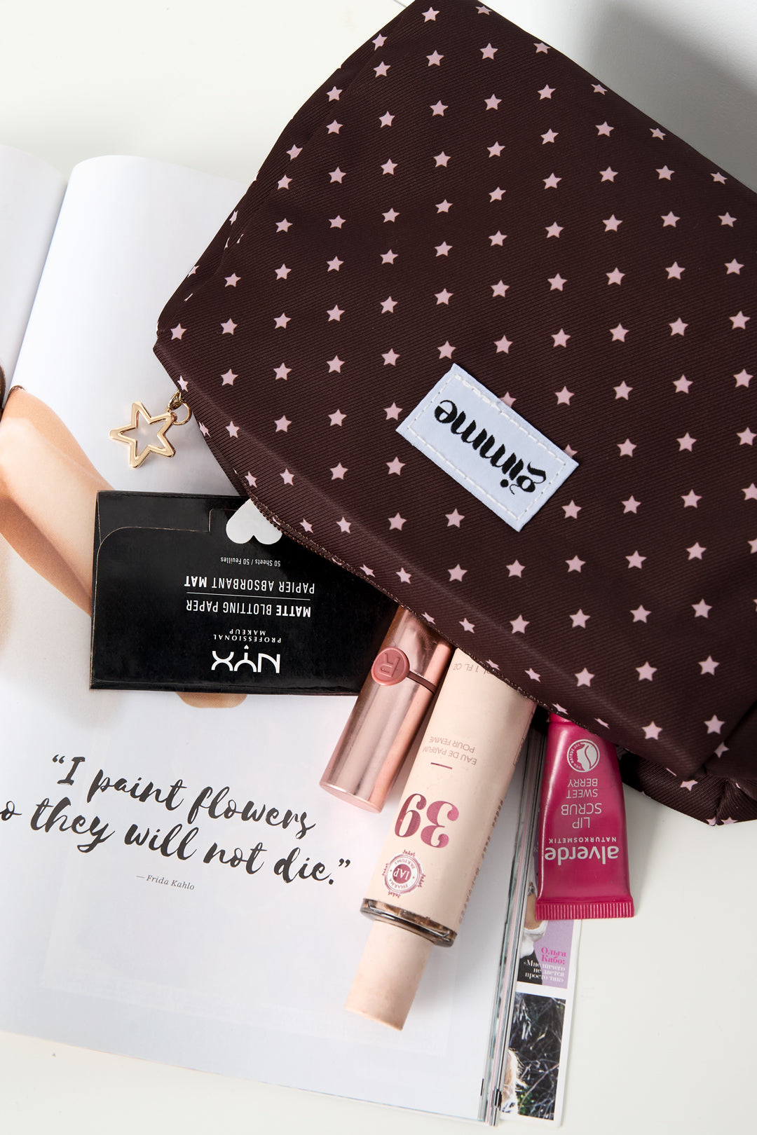 Basic make-uptasje van polyester met sterren – productfoto 4