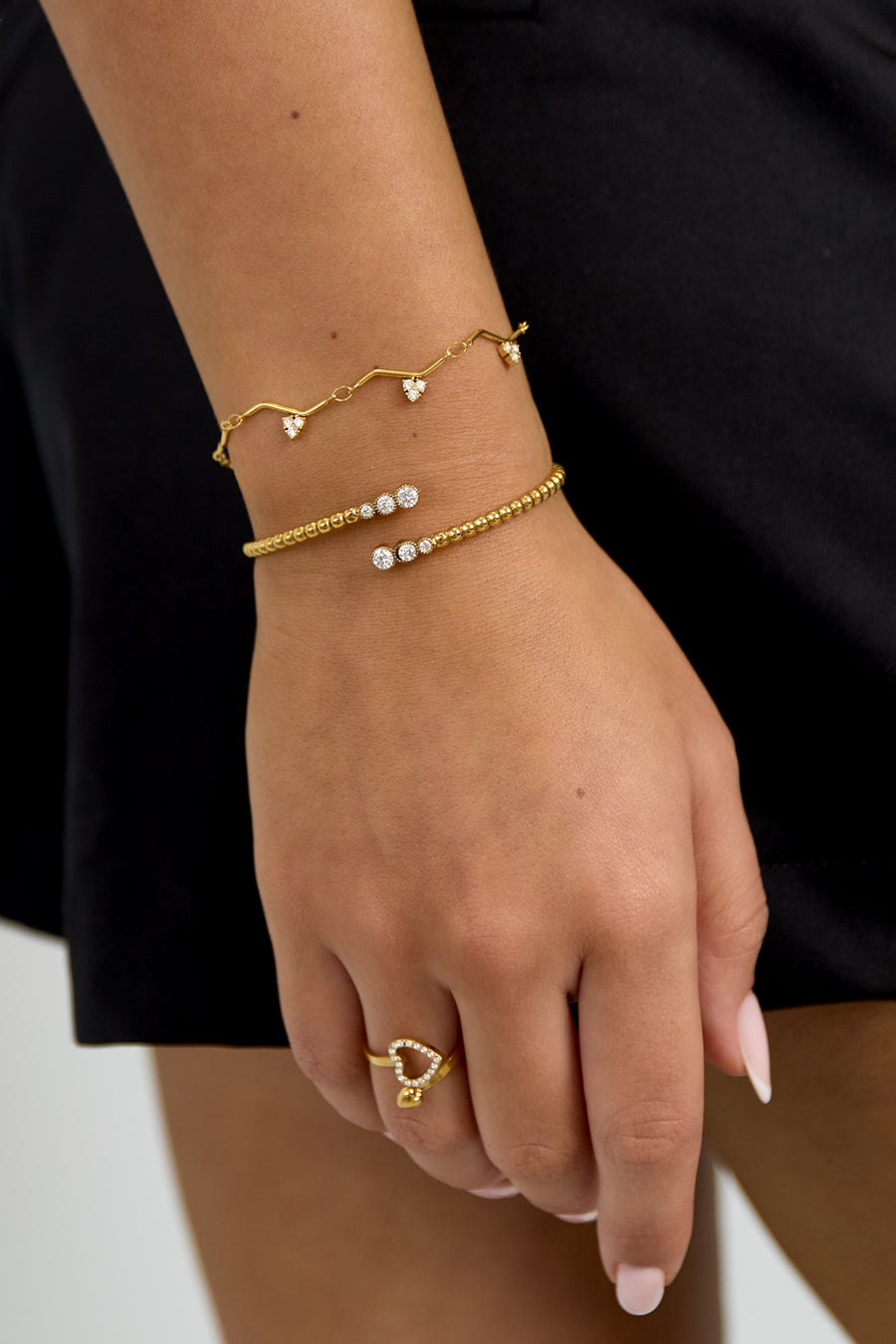 Bracelet à breloques pour femme en acier inoxydable avec cœur et maillon de chaîne