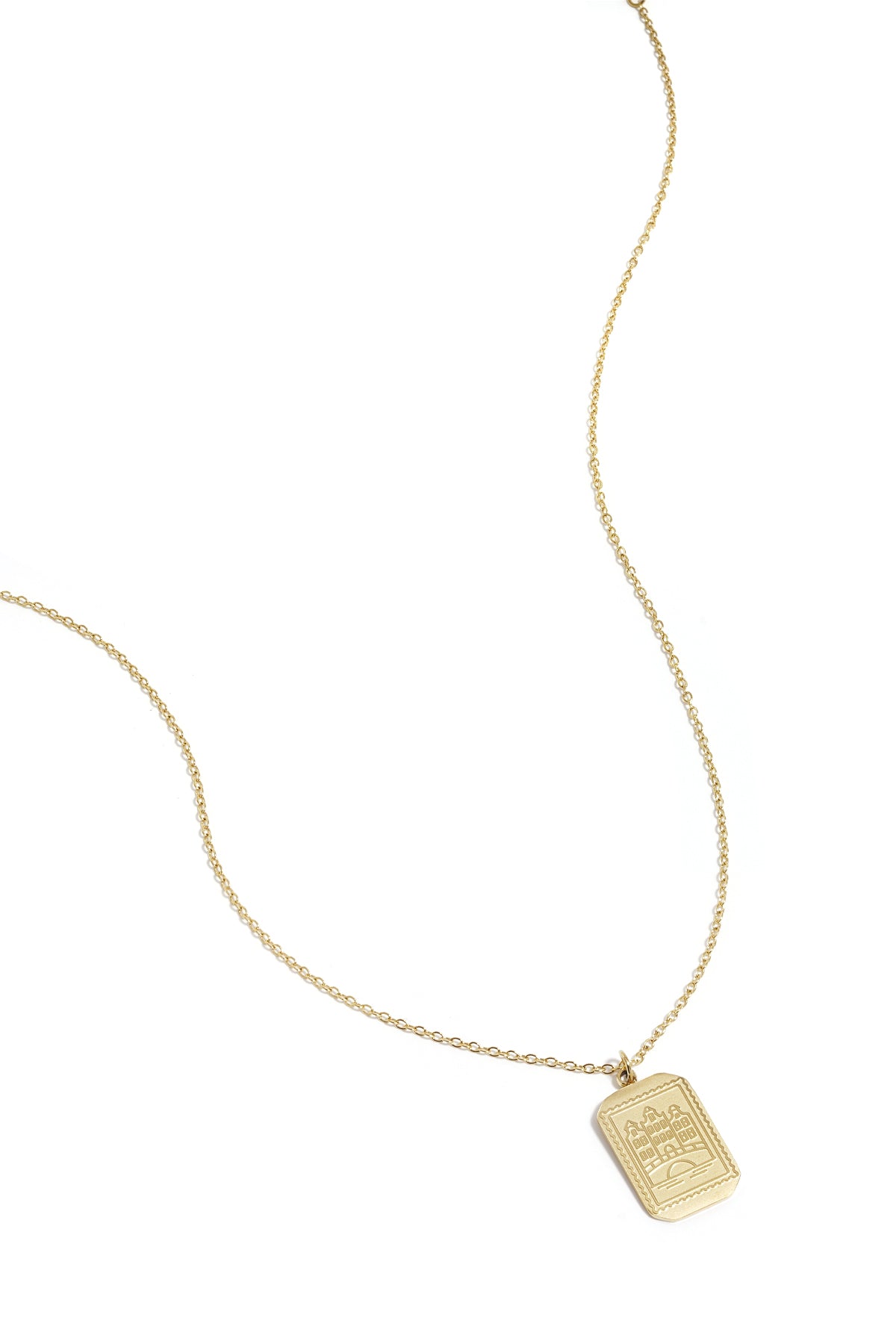 Women's Necklace with Stainless Steel Rectangular Pendant – Gold-colored and Silver-colored
