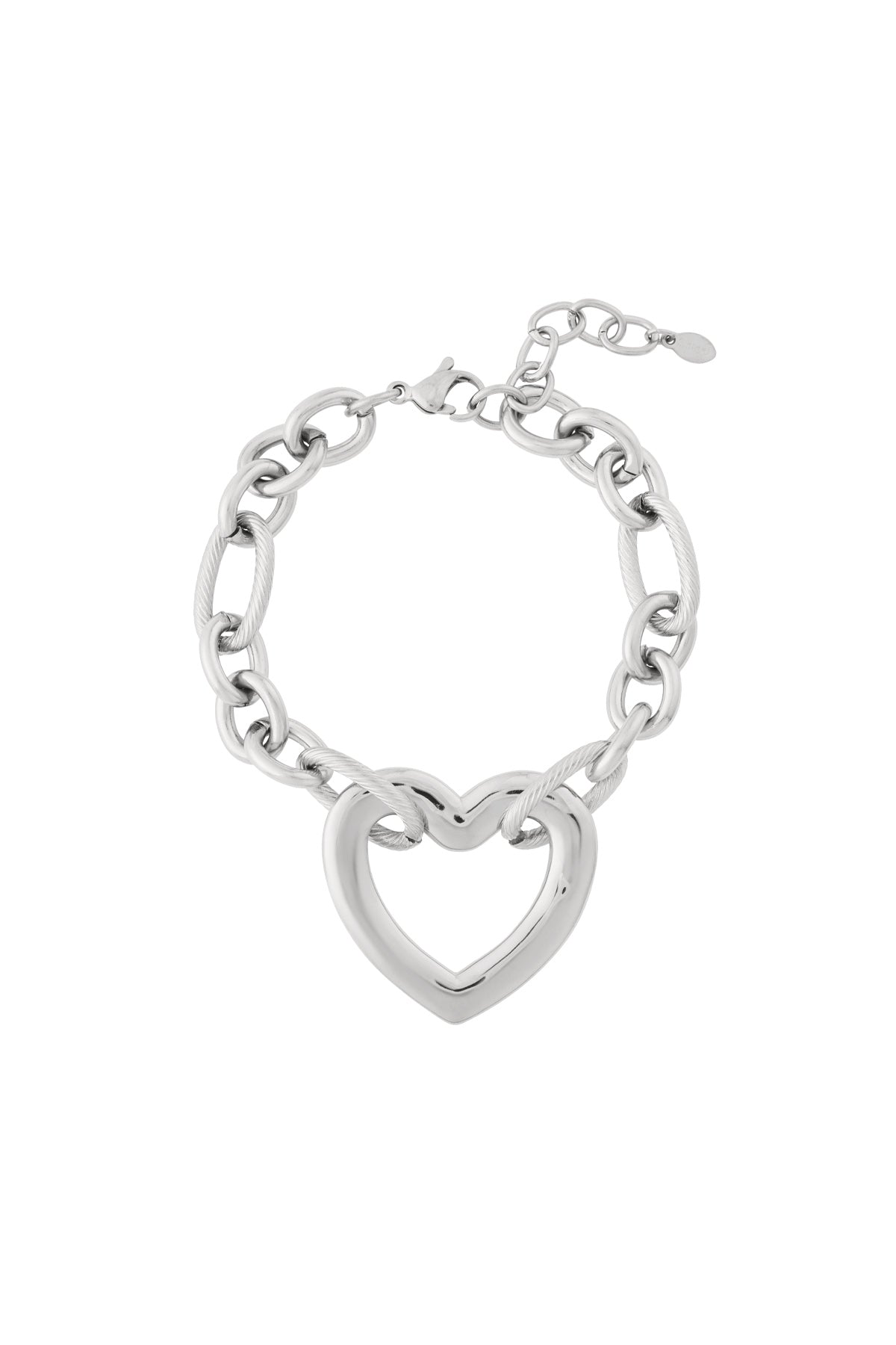 Bracelet à breloques pour femme en acier inoxydable avec cœur – ton or et ton argent