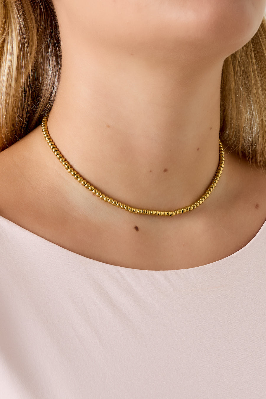 Collier de perles pour femmes en acier inoxydable – doré et argenté