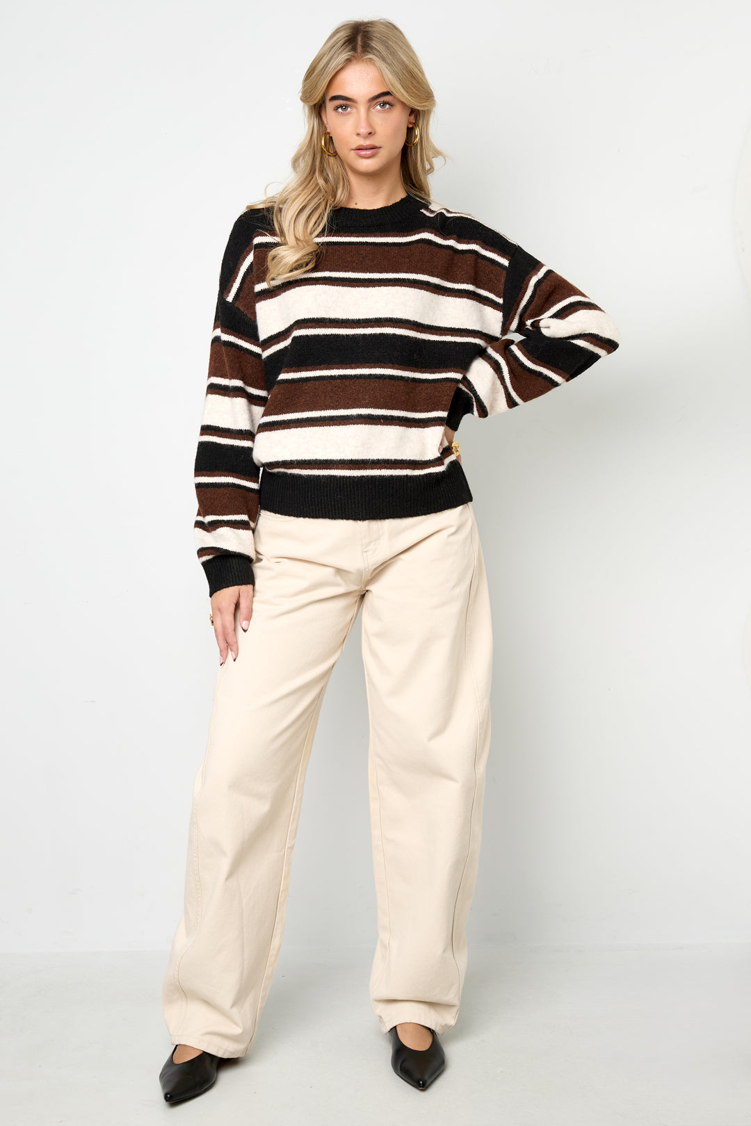 Dames Lola gebreide trui van polyester met strepen – productfoto 4