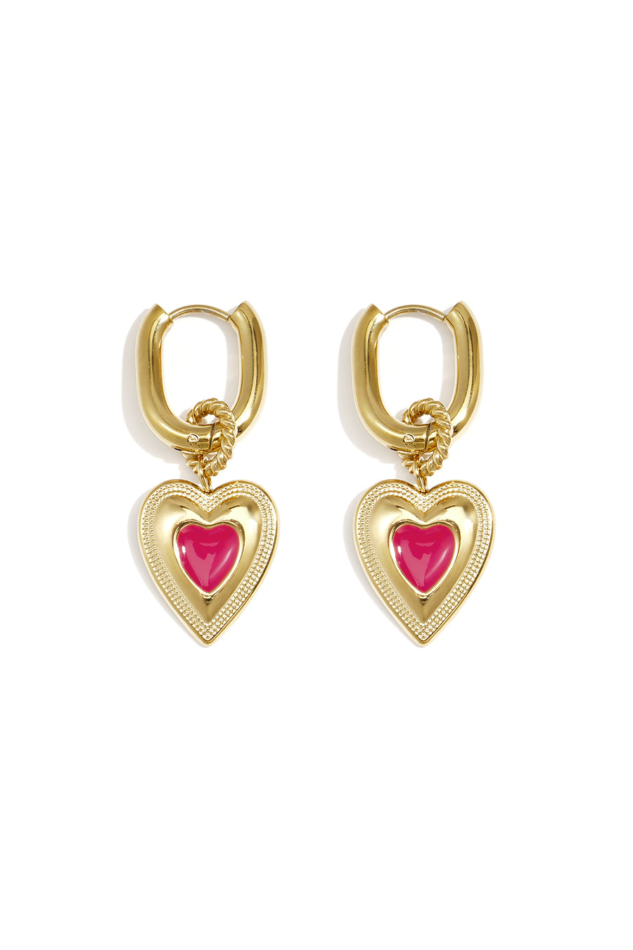 Oorbellen met gekleurde hart charm