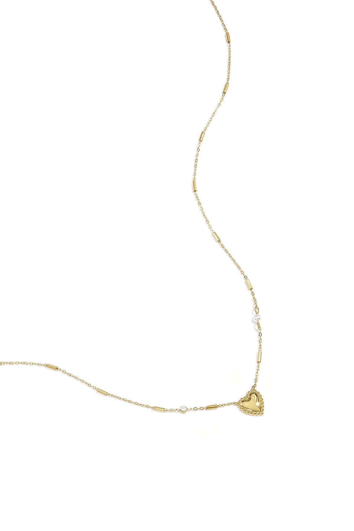Women's necklace with heart-shaped stainless steel pendant – gold and silver coloured